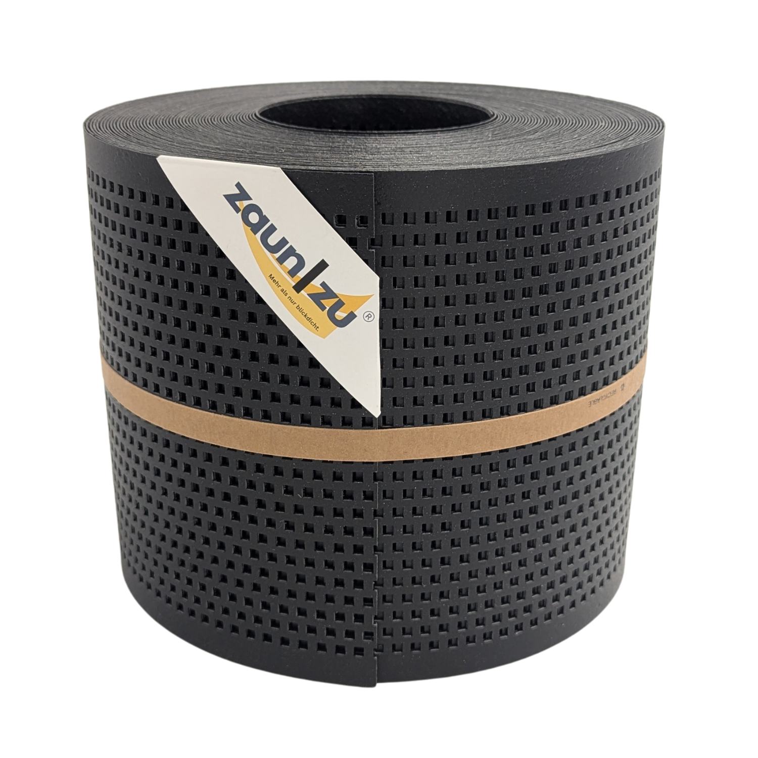 zaun|zu&reg; Sichtschutzstreifen Polyal ECO Gelocht QUADRAT Streifen Schwarz 26m - Bild 1