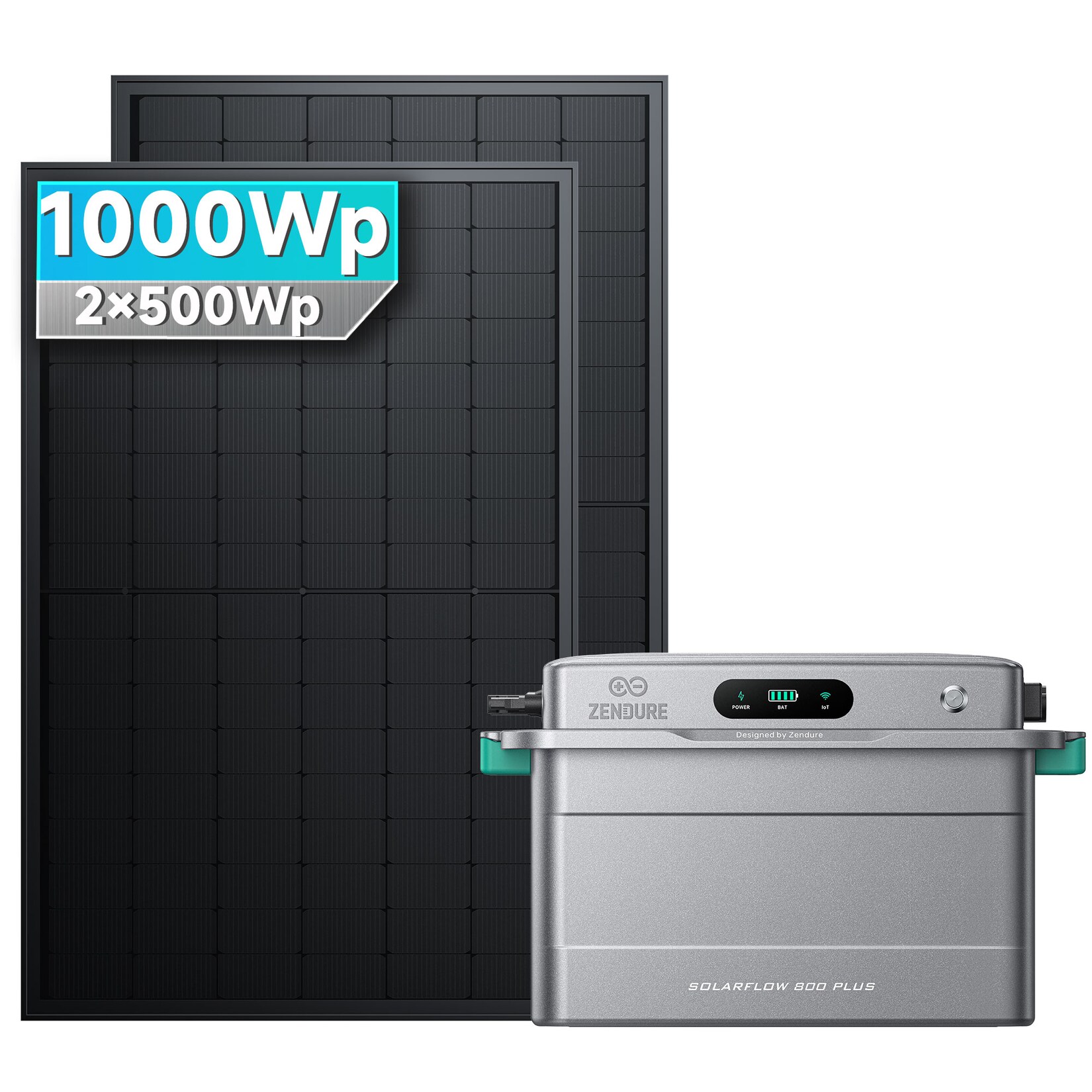 Solarmars® 1000W Balkonkraftwerk mit Speicher,Zendure SolarFlow 800 Plus – Ohne Halterung | 08711474376707