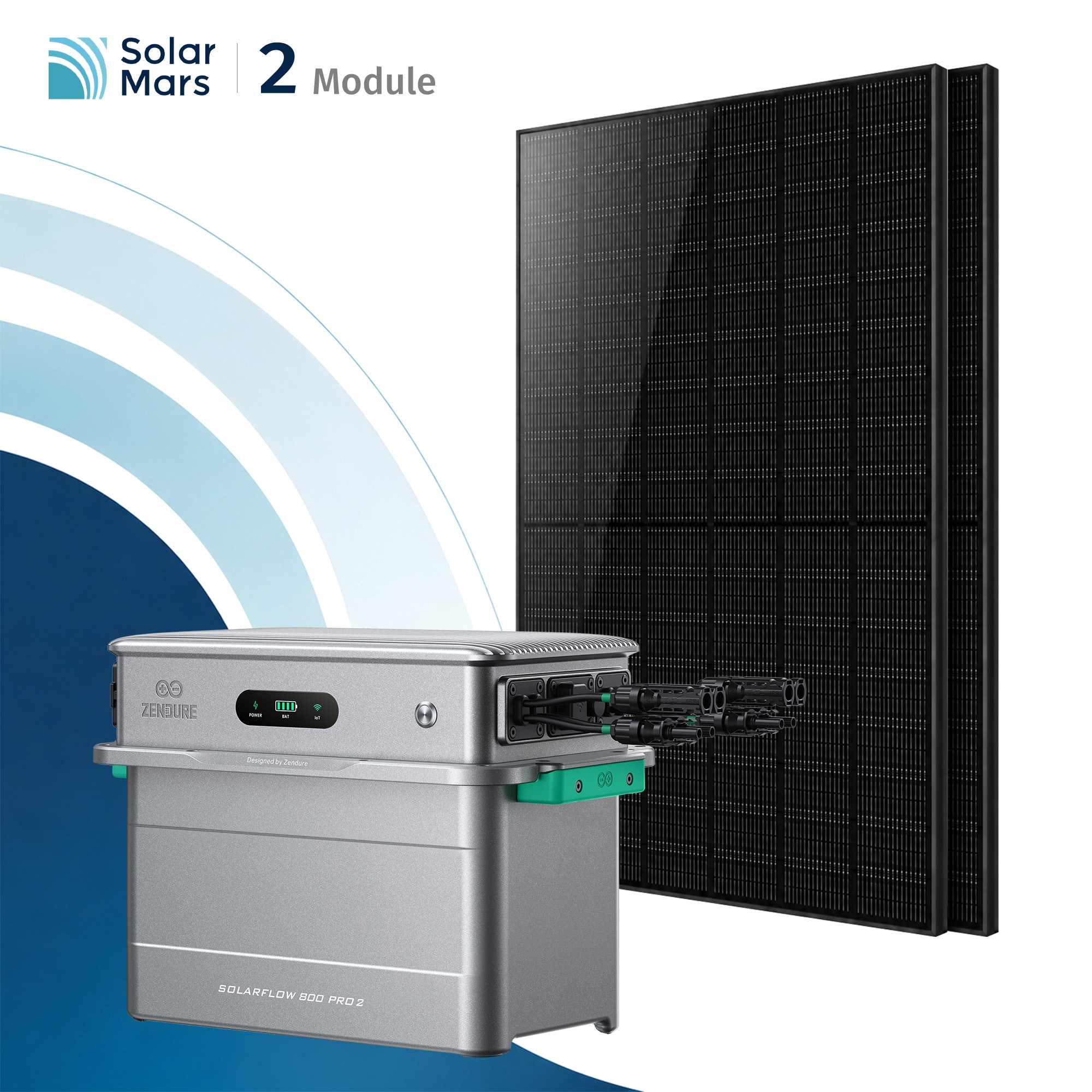 Solarmars&reg; 1000W Balkonkraftwerk mit Speicher,Zendure SolarFlow 800 PRO2, 1,92kWh,4 MPPT - Ohne Halterung - Bild 1