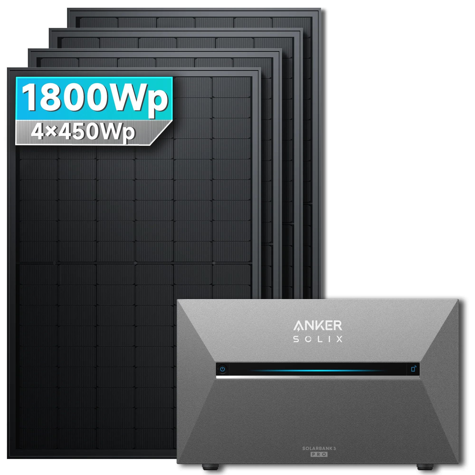 Solarmars&reg; 1800W Balkonkraftwerk mit Speicher, Anker SOLIX Solarbank 3 E2700 Pro - Ohne Halterung - Bild 1
