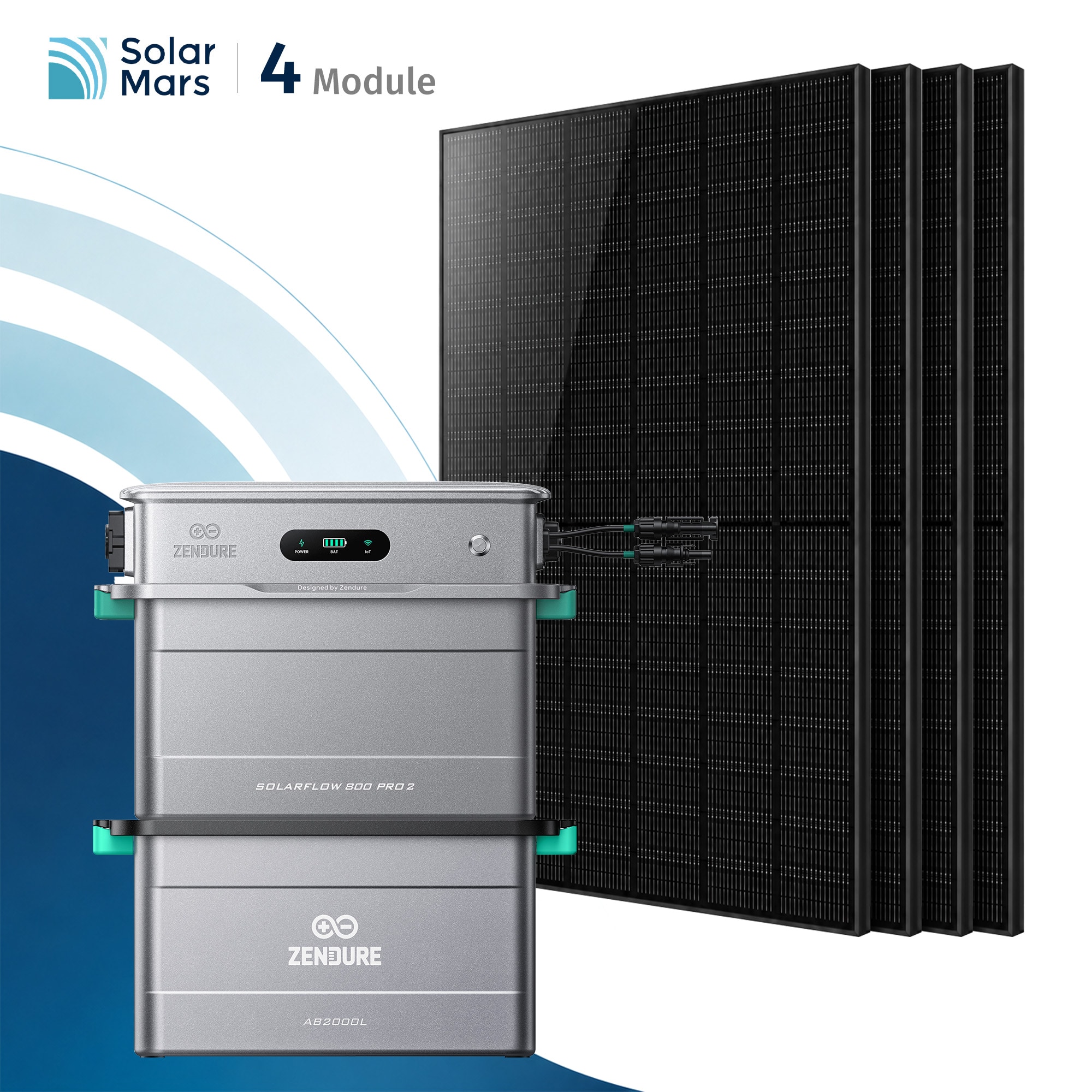 Solarmars&reg; 2000W Balkonkraftwerk mit Speicher,Zendure SolarFlow 800 PRO2 +AB2000L- Ohne Halterung - Bild 1
