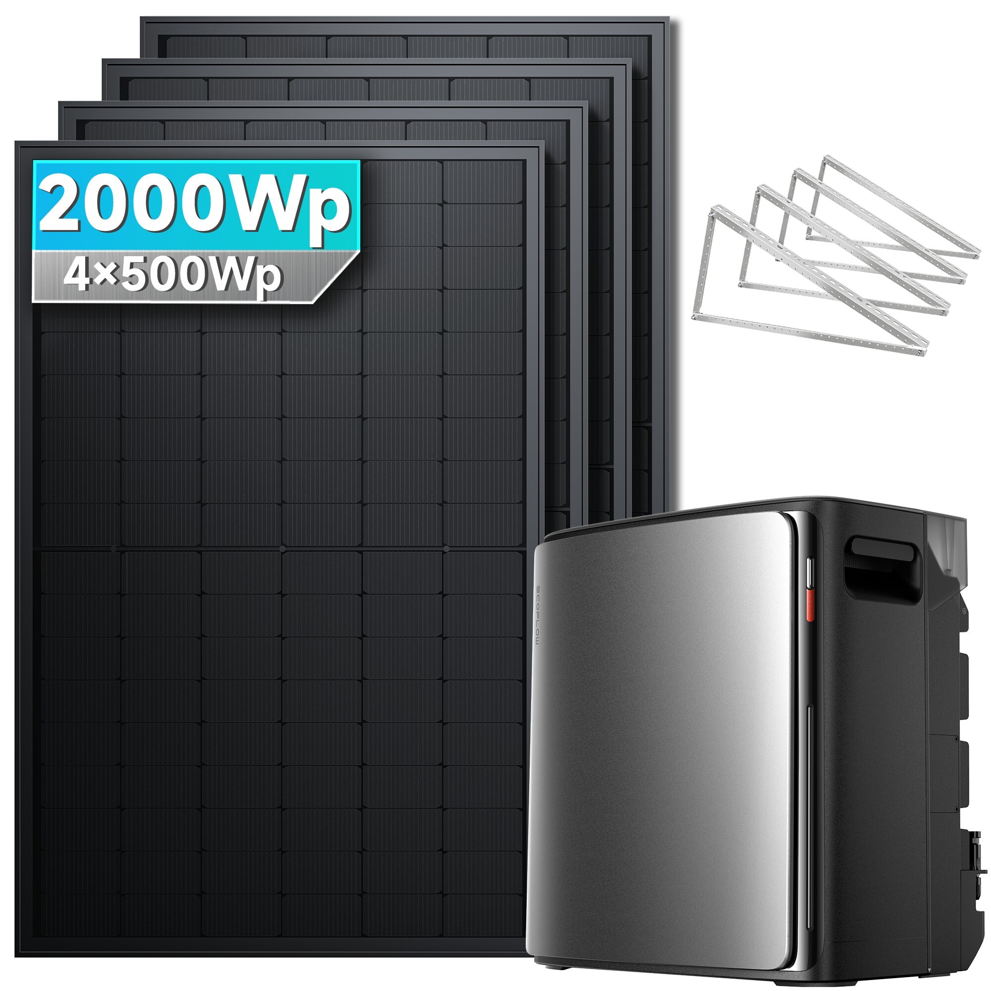 Solarmars&reg; Balkonkraftwerk 3,84kWh Set EcoFlow STREAM Ultra X 2000W Solarpanel - Mit Flachdachhalterung - Bild 1