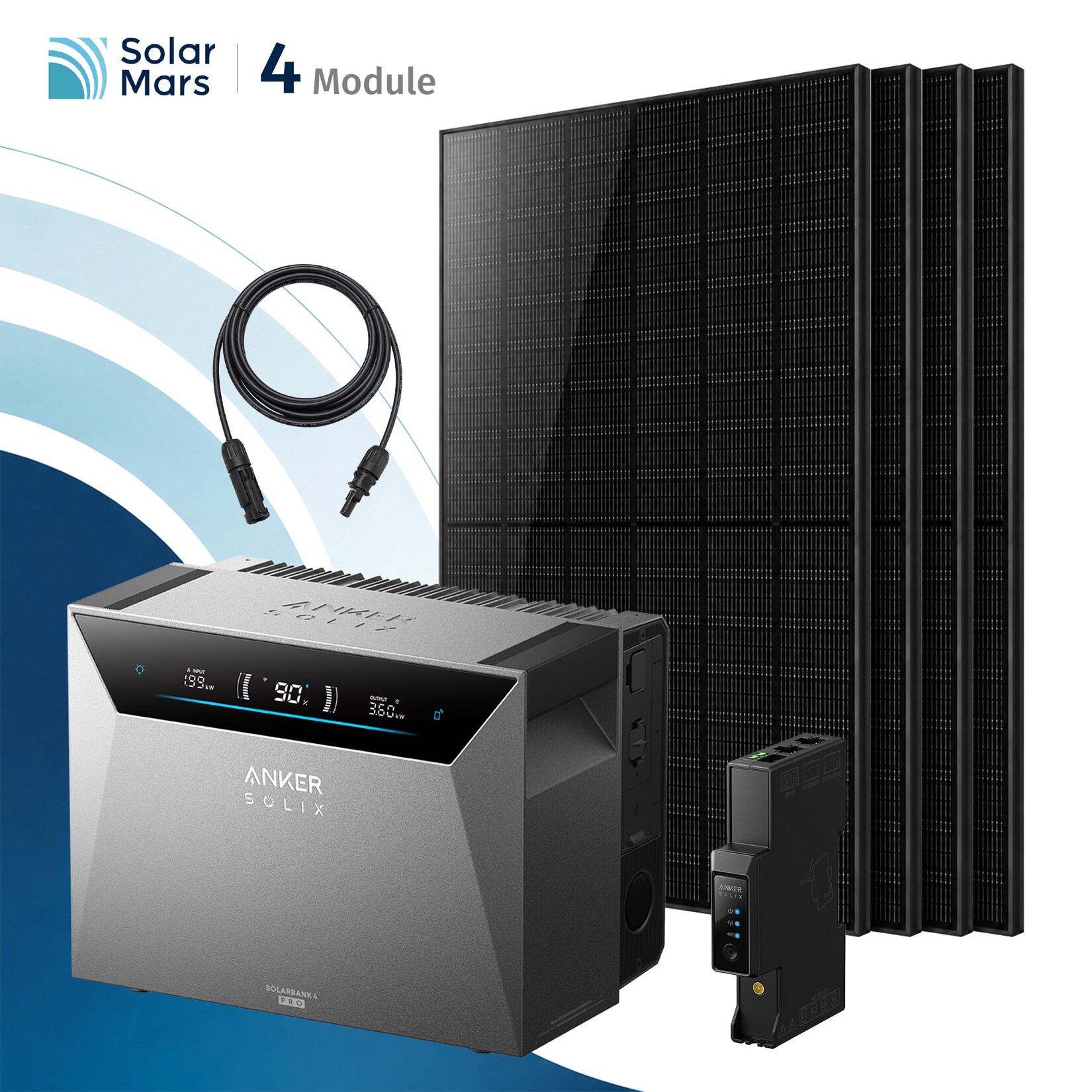 SolarMars® 2000W Balkonkraftwerk mit Speicher, Anker SOLIX Solarbank 4 E5000 Pro,5kWh - Ohne Halterung