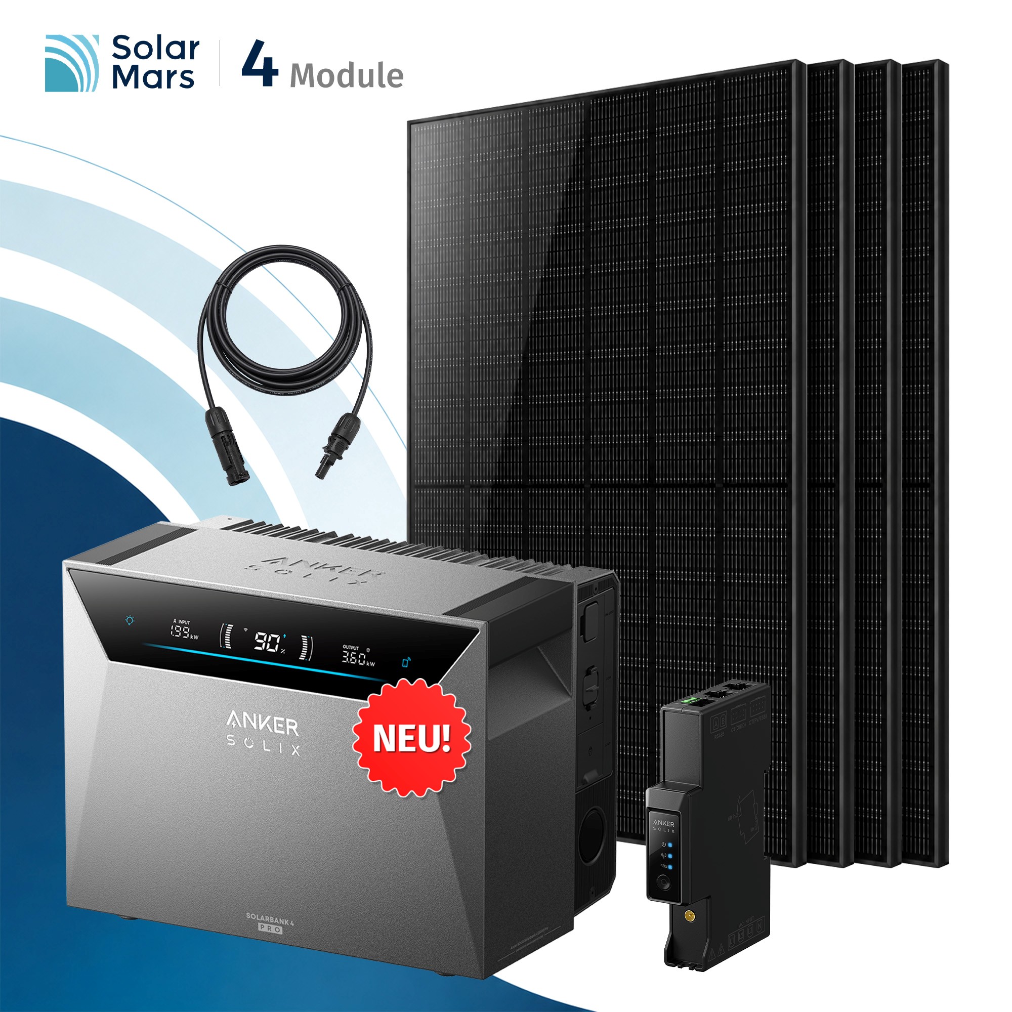 Solarmars&reg; 2000W Balkonkraftwerk mit Speicher, Anker SOLIX Solarbank 4 E5000 Pro,5kWh - Ohne Halterung - Bild 1