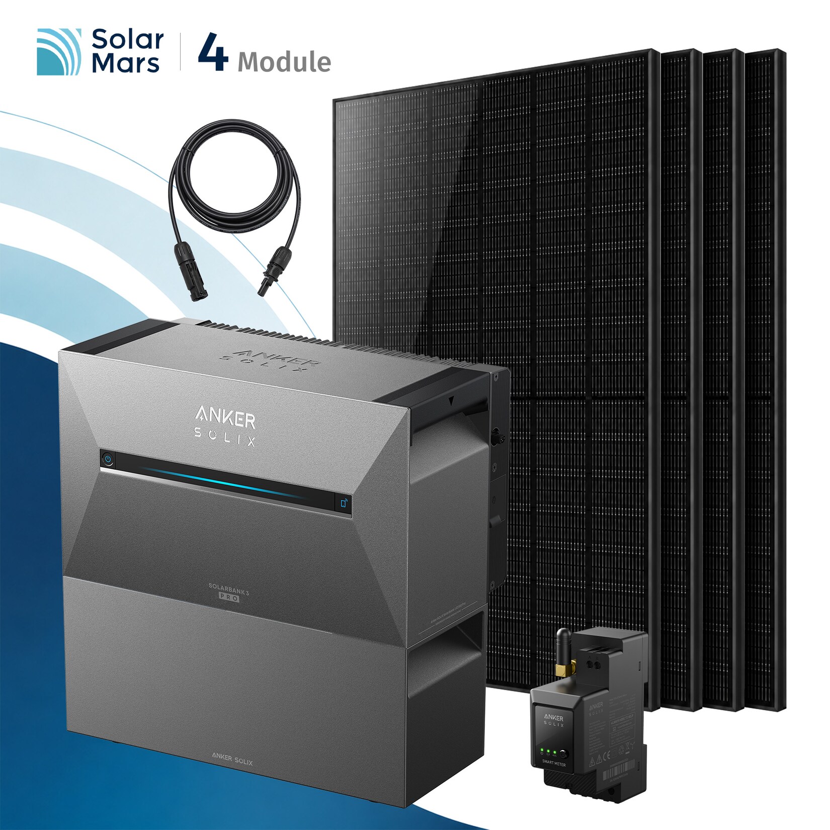 Solarmars® 2000W Balkonkraftwerk mit Speicher, Anker SOLIX Solarbank 3 E2700 Pro + 1x BP2700 - Ohne Halterung