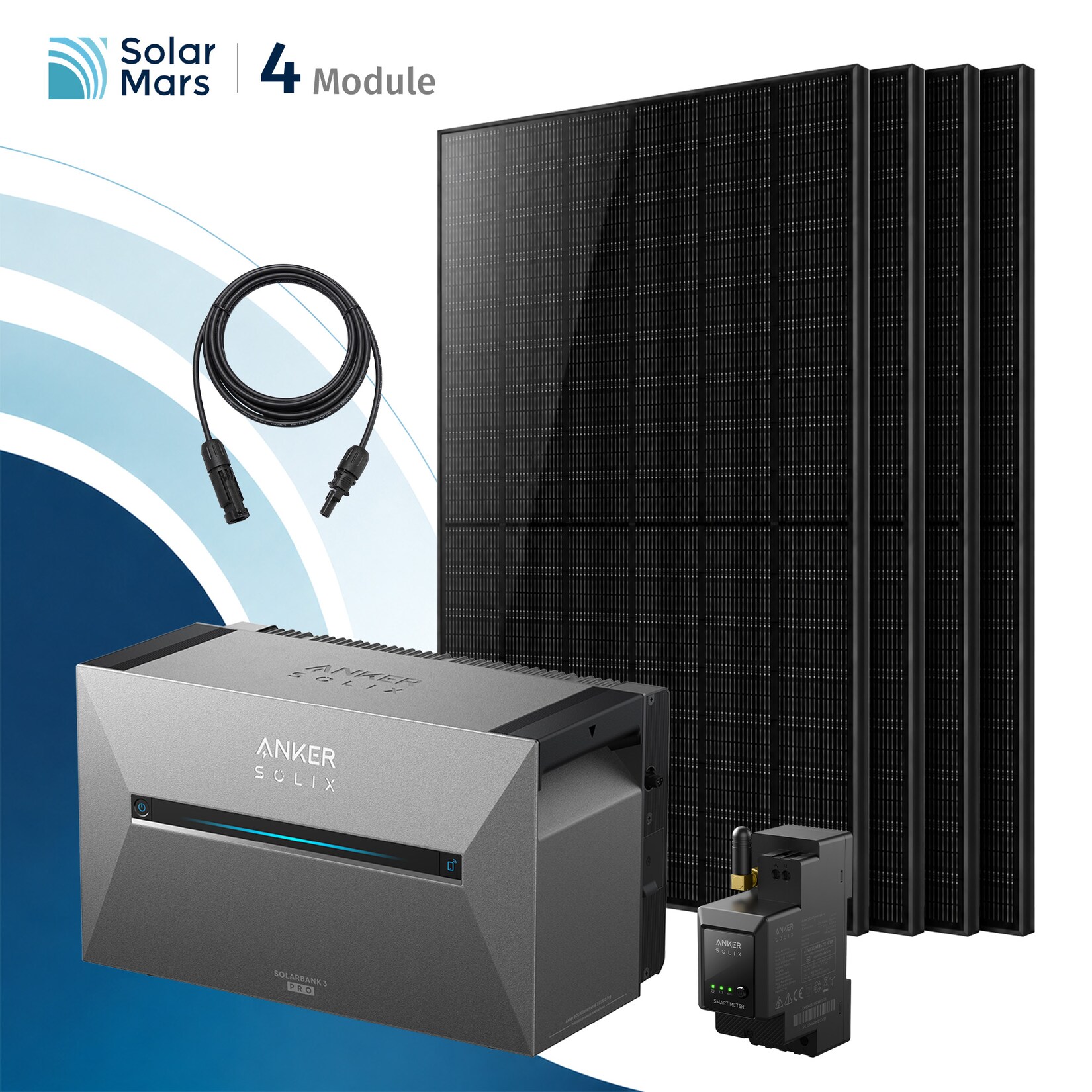 Solarmars® 2000W Balkonkraftwerk mit Speicher, Anker SOLIX Solarbank 3 E2700 Pro - Ohne Halterung