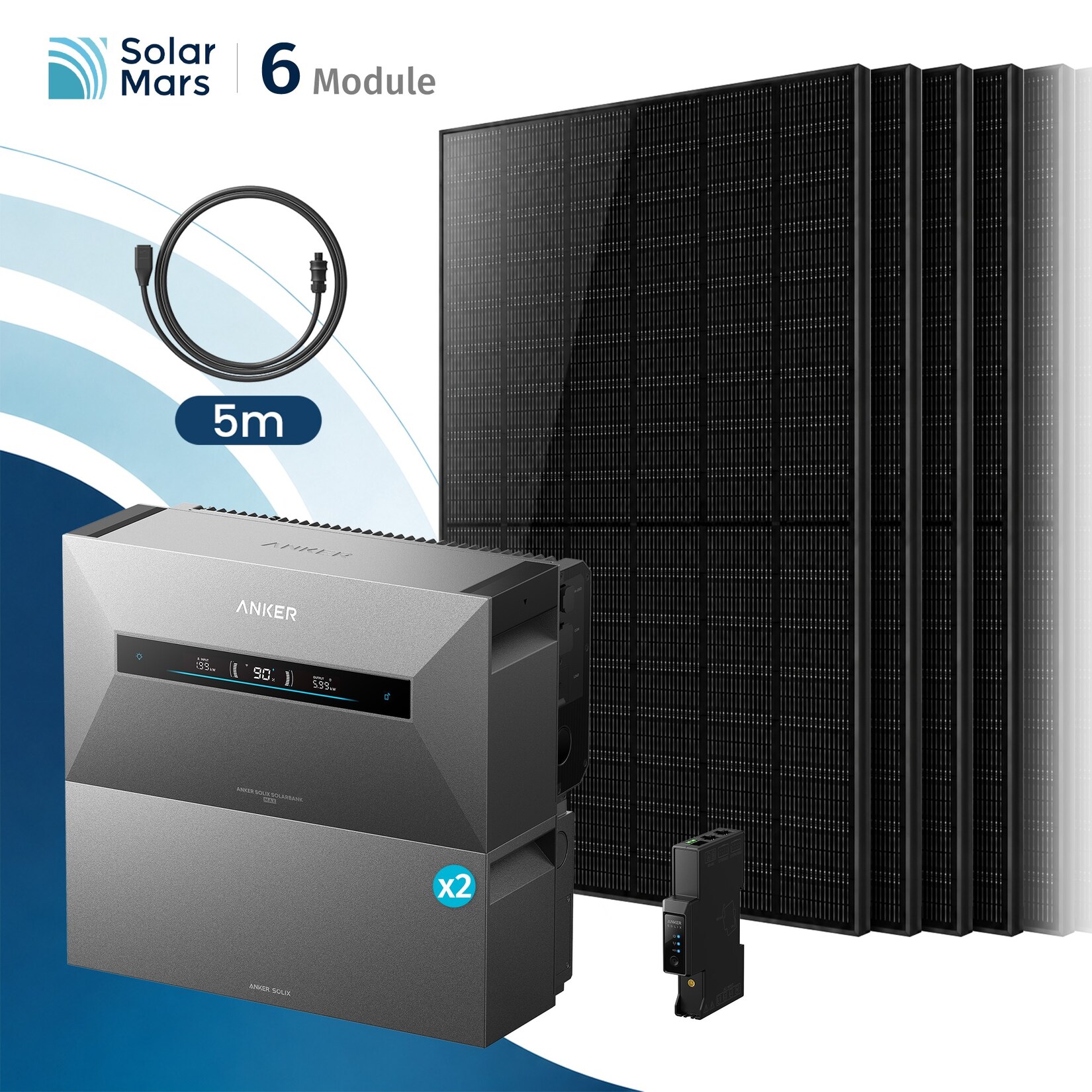 Solarmars 3000W Balkonkraftwerk mit Speicher, Anker SOLIX Solarbank MAX + 2x BP7000 - Ohne Halterung
