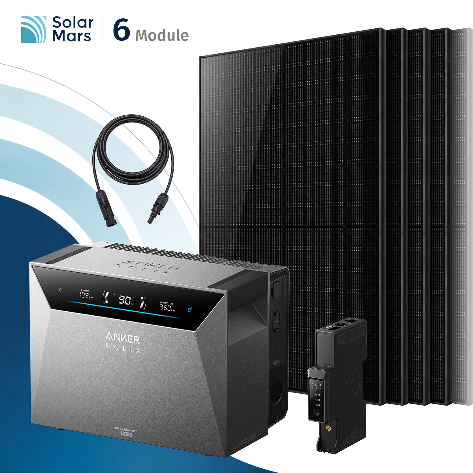Solarmars® 3000W Balkonkraftwerk mit Speicher, Anker SOLIX Solarbank 4 E5000 Pro,5kWh - Ohne Halterung