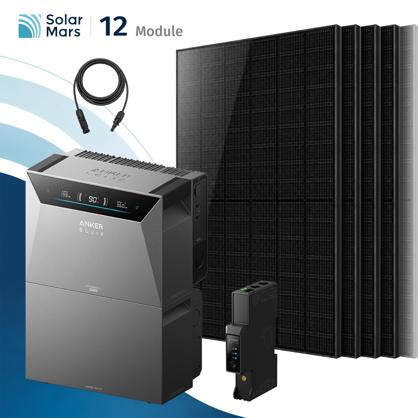 Solarmars® 6000W Balkonkraftwerk mit Speicher,Anker SOLIX Solarbank 4 E5000 Pro + 1xBP5000 Erweiterungsakku, 12x500W Solarmodule - Ohne Halterung