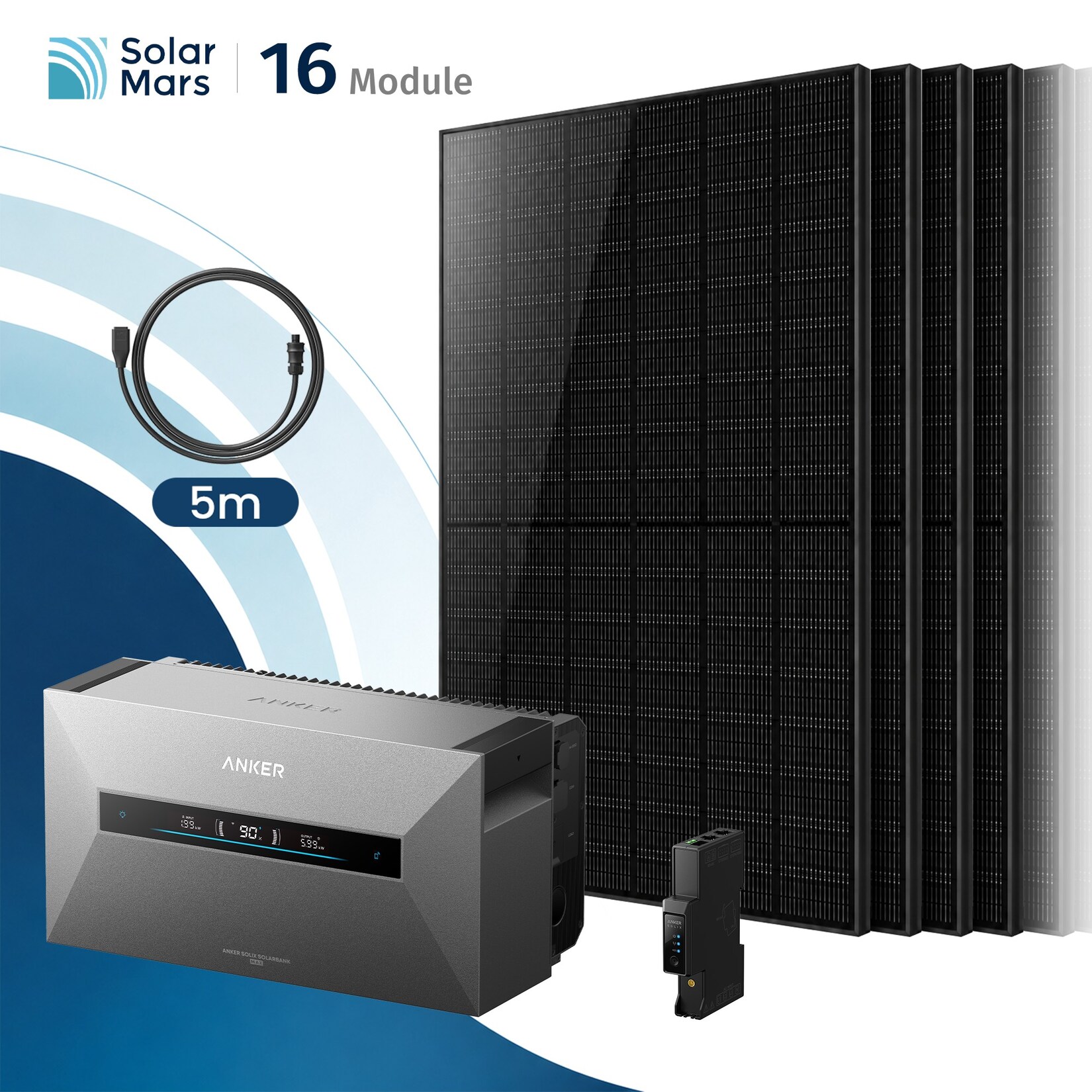 Solarmars 8000W Balkonkraftwerk mit Speicher, Anker SOLIX Solarbank MAX,7kWh - Ohne Halterung