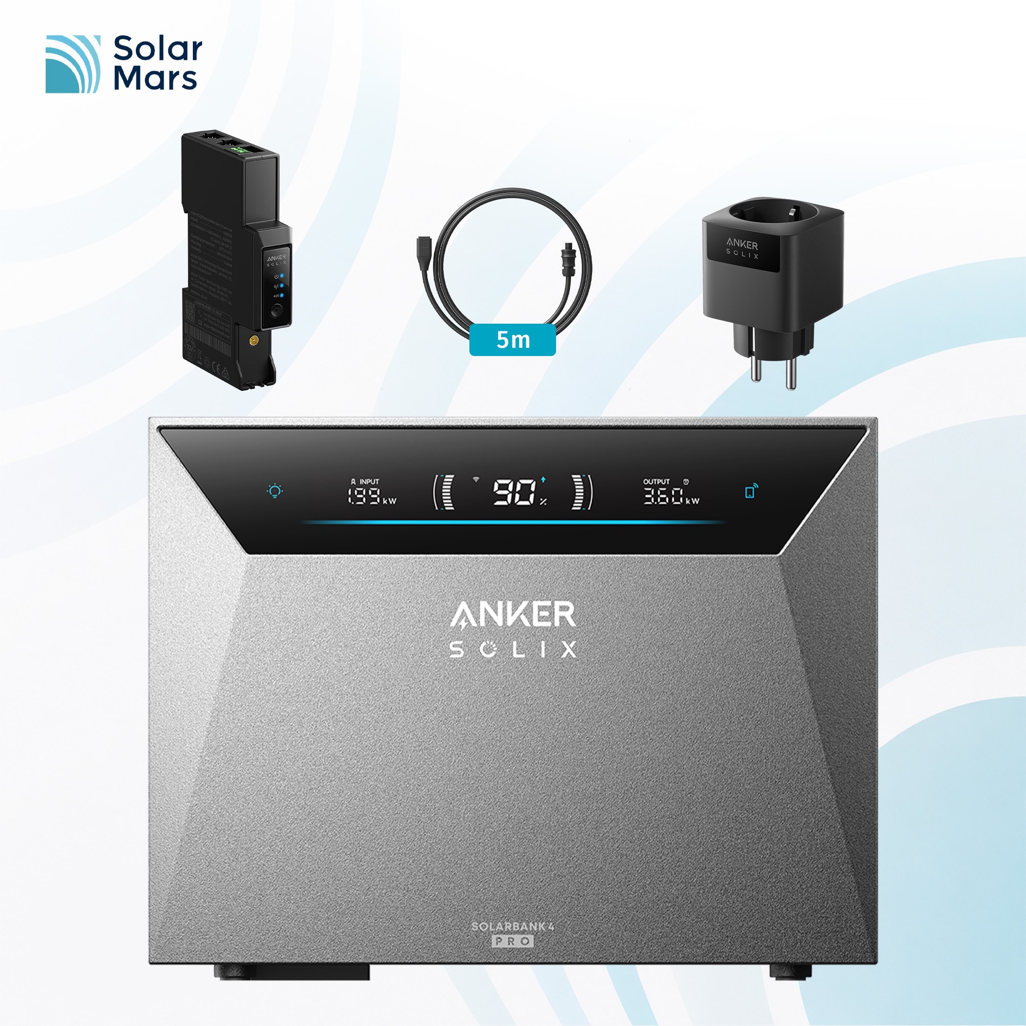 Anker SOLIX 4 Pro Solarbank+Smart Meter Gen2+Smart Plug Gen2,4 MPPT, 5000W Solareingang, bis zu 30kWh Kapazit&auml;t, 2500W bidirektionales Laden, 10000 Zyklen, Anker Intelligence - Bild 1