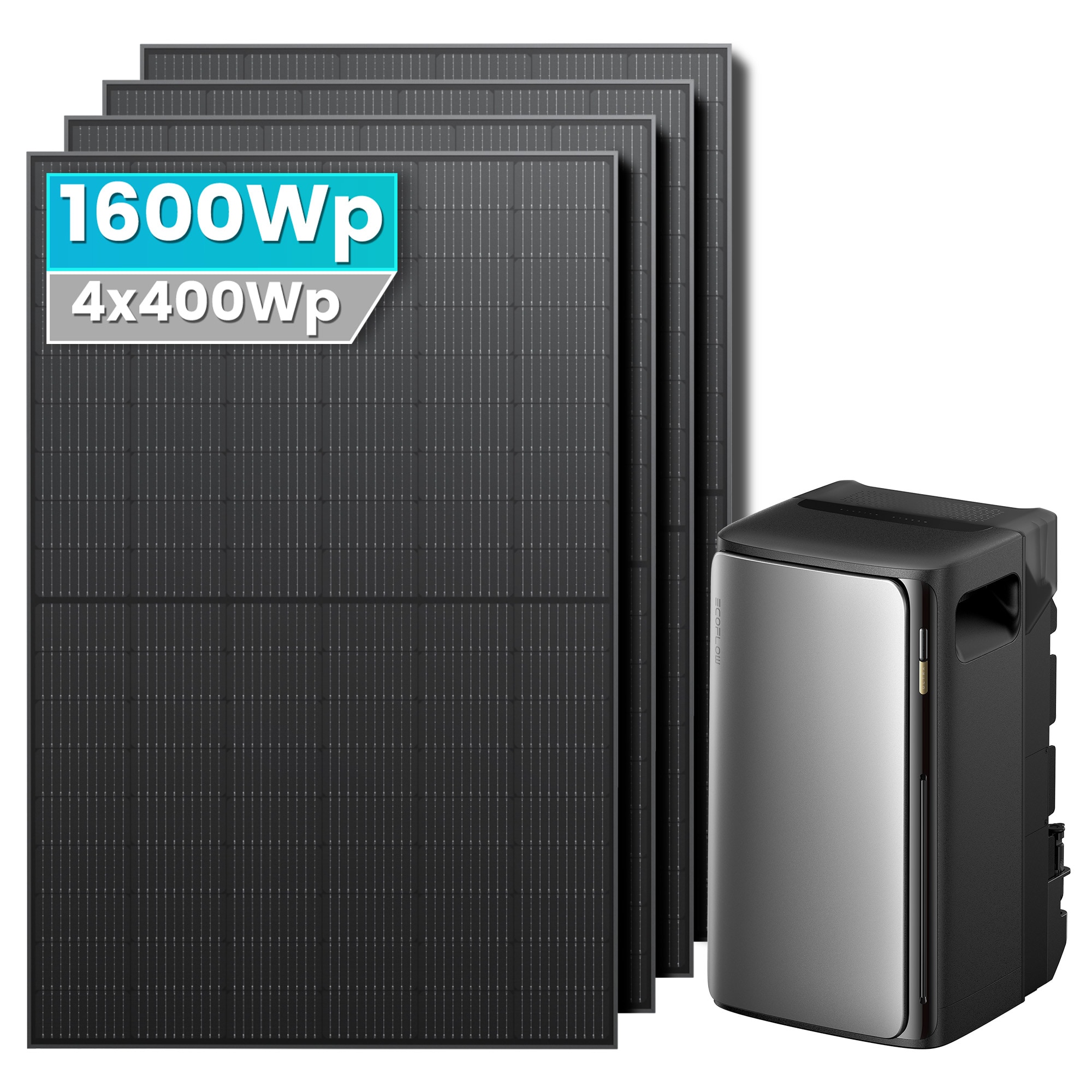 Solarmars&reg; 1600W Balkonkraftwerk mit Speicher, EcoFlow Stream Ultra 1920Wh Akku, 4x 400W Monofacial PV Panels - Ohne Halterung - Bild 1