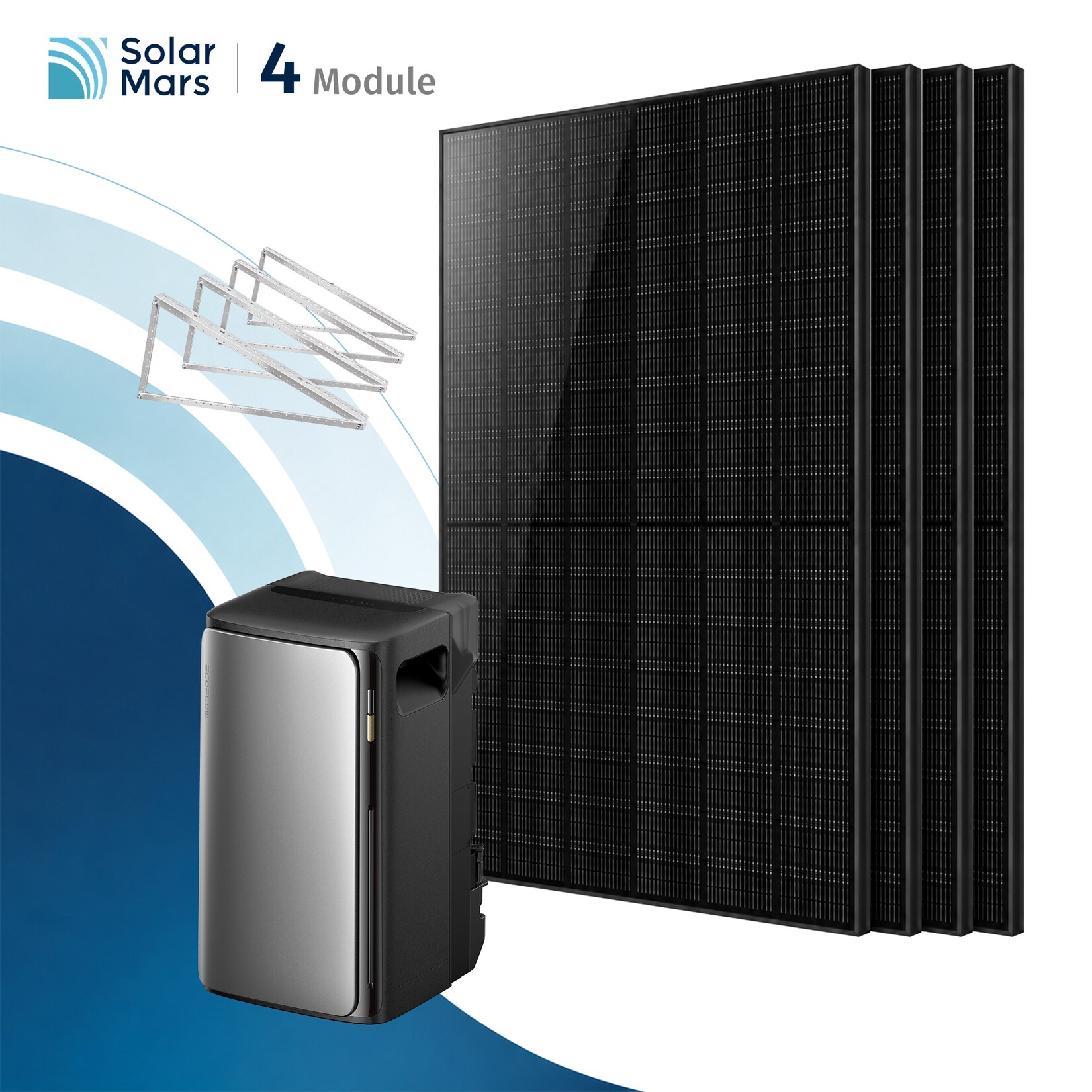 Solarmars® 2000W Balkonkraftwerk mit Speicher,EcoFlow Stream Ultra 1,92 kWh All-in-One Komplettset - Mit Flachdachhalterung
