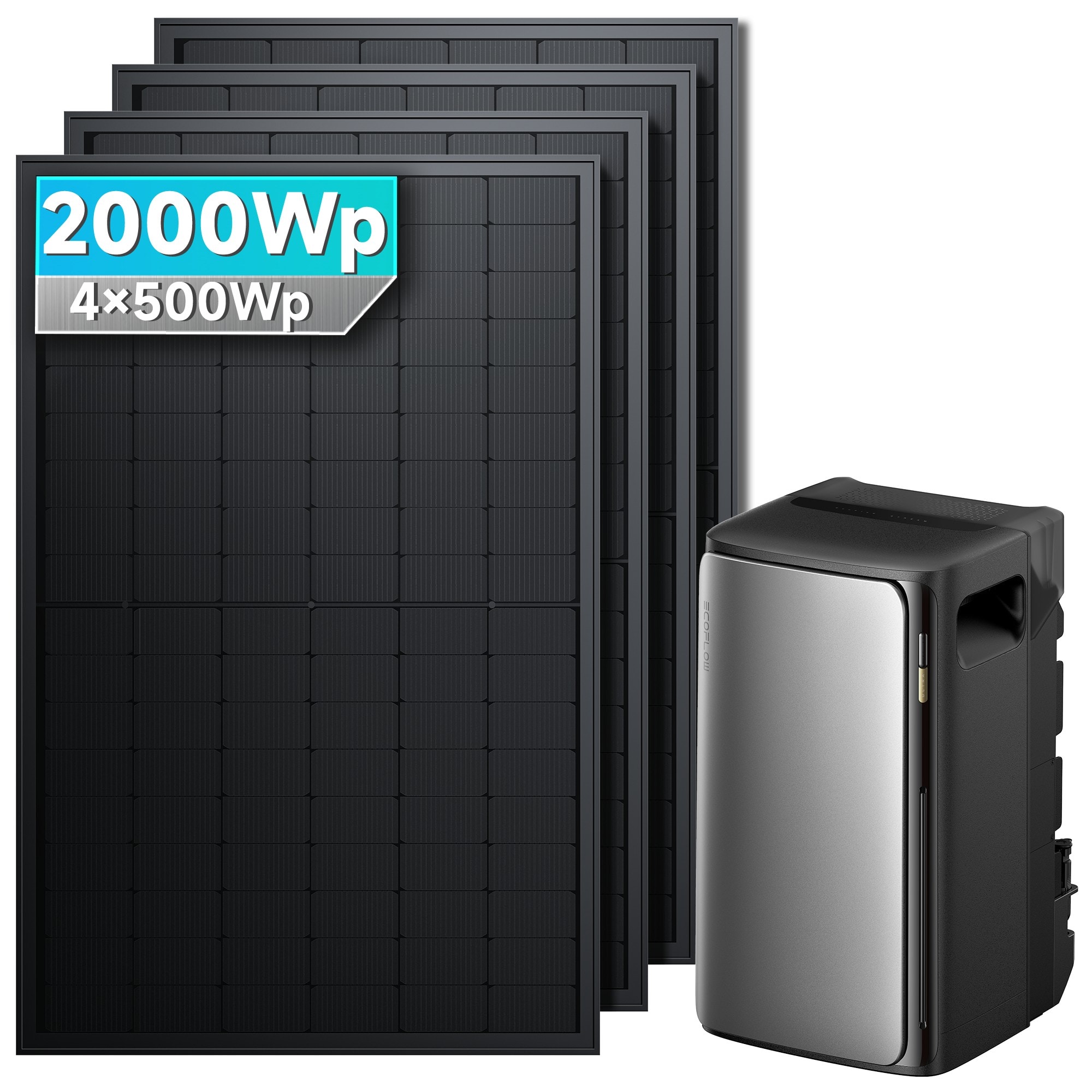 Solarmars&reg; 2000W Balkonkraftwerk mit Speicher,EcoFlow Stream Ultra 1,92 kWh All-in-One Komplettset - Ohne Halterung - Bild 1