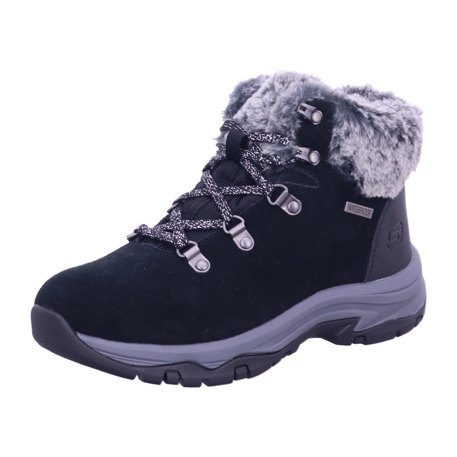 Skechers Lace Up Faux Fur Cuff Boot W/ 167178 BLK Gr. 36