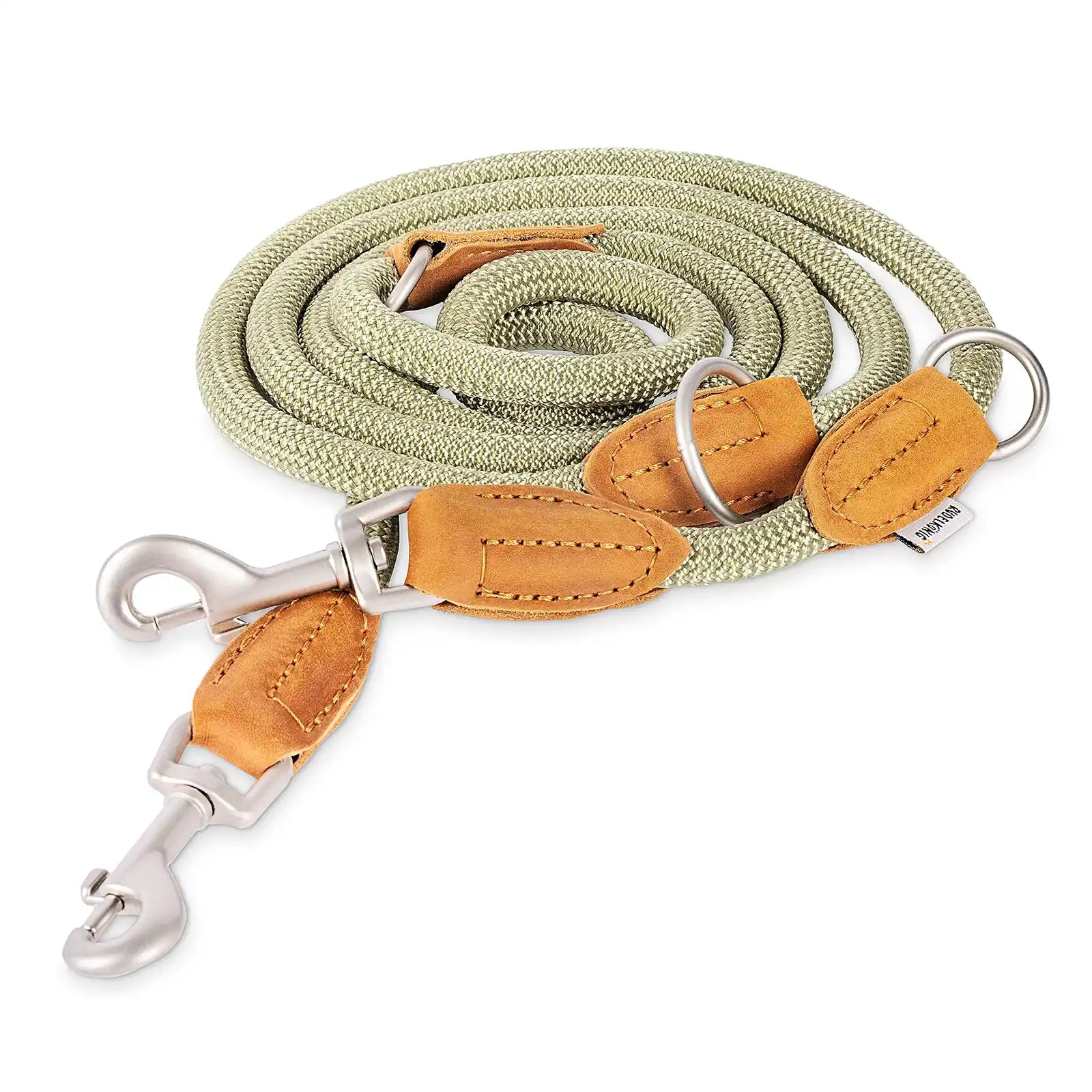 Rudelk&ouml;nig Hundeleine Emma in Schwarz 2,30 F&uuml;hrleine Doppelleine verstellbar mit Leder elegante Tauleine robust - Bild 1