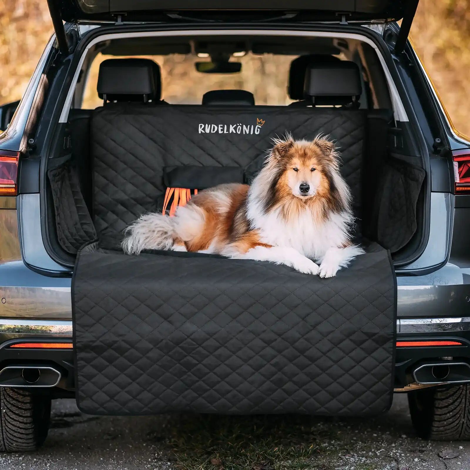 Rudelkönig Kofferraumschutz gesteppt Autoschondecke Hundedecke mit Ladekantenschutz wasserfest robust Auto