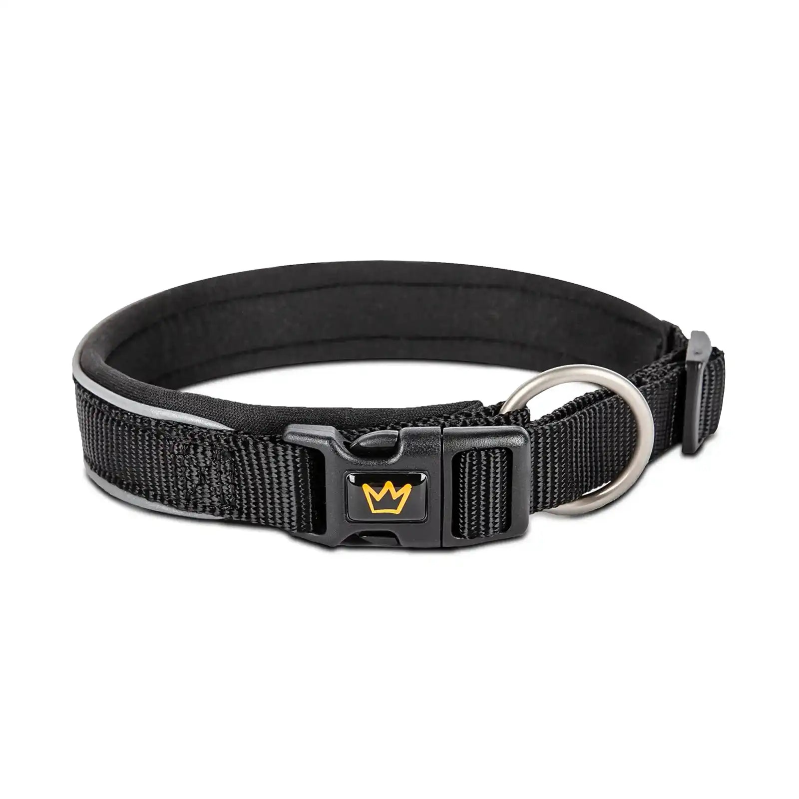 Rudelk&ouml;nig Hundehalsband Paola Gr&ouml;&szlig;e 4 in schwarz Nylon Halsband f&uuml;r Hunde reflektierend robust verstellbar bequem Training - Bild 1