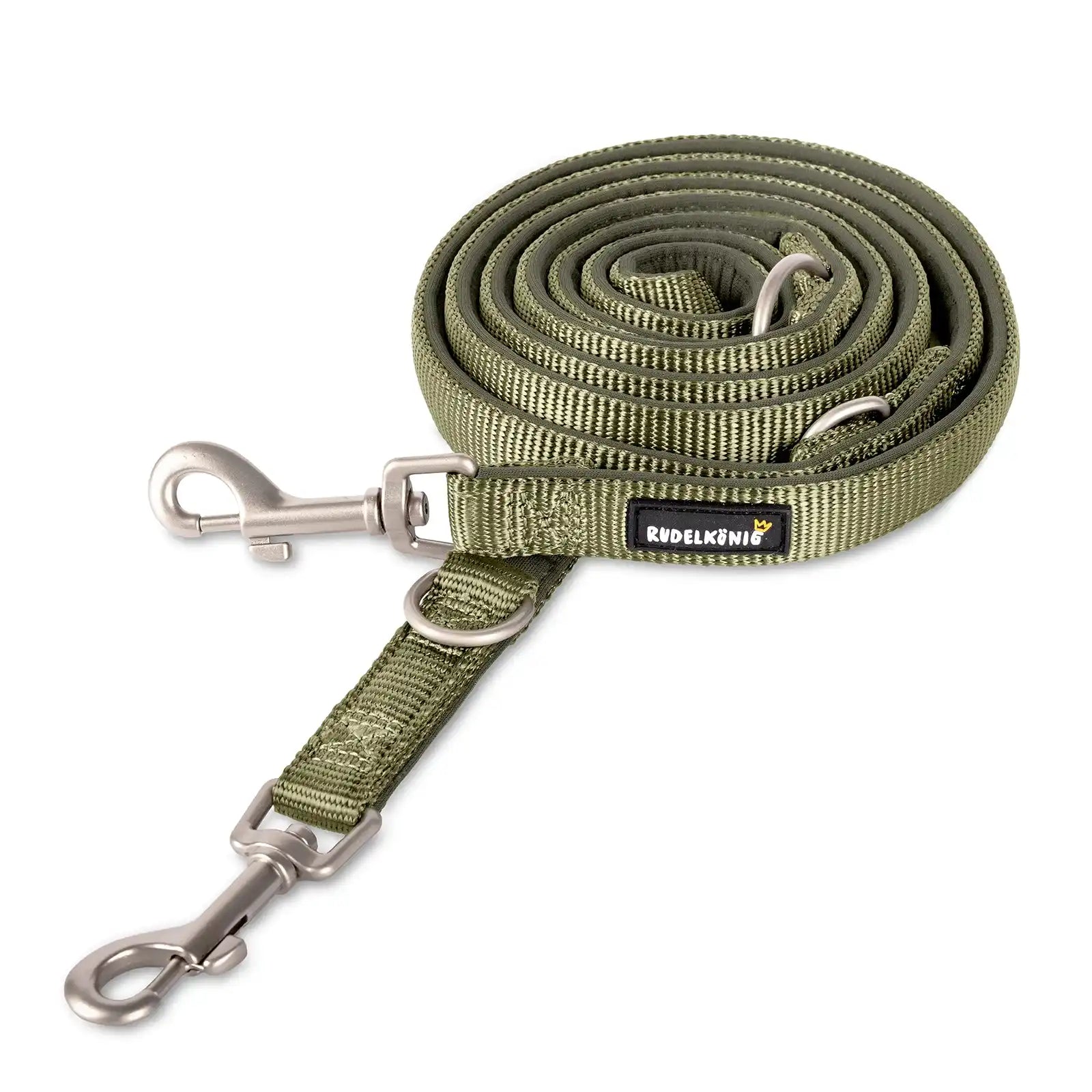 Rudelk&ouml;nig Hundeleine Bella in Schwarz F&uuml;hrleine Doppelleine gepolstert stabil verstellbar robust Trainingsleine - Bild 1