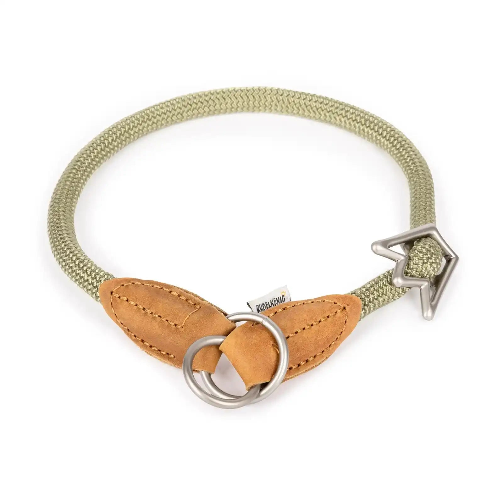 Rudelk&ouml;nig Hundehalsband Gr&ouml;&szlig;e 4 gr&uuml;n Zugstopphalsband Halsband f&uuml;r Hunde mit Leder robust verstellbar elegant - Bild 1