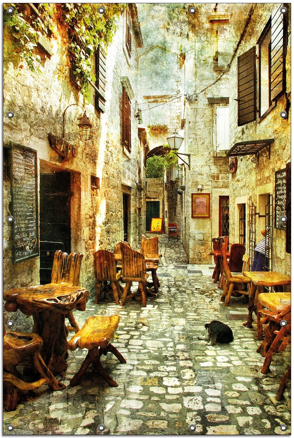 Wallario Gartenposter ca. 180 x 180cm, 2-teilig Italienische kleine Gasse - Bild 1