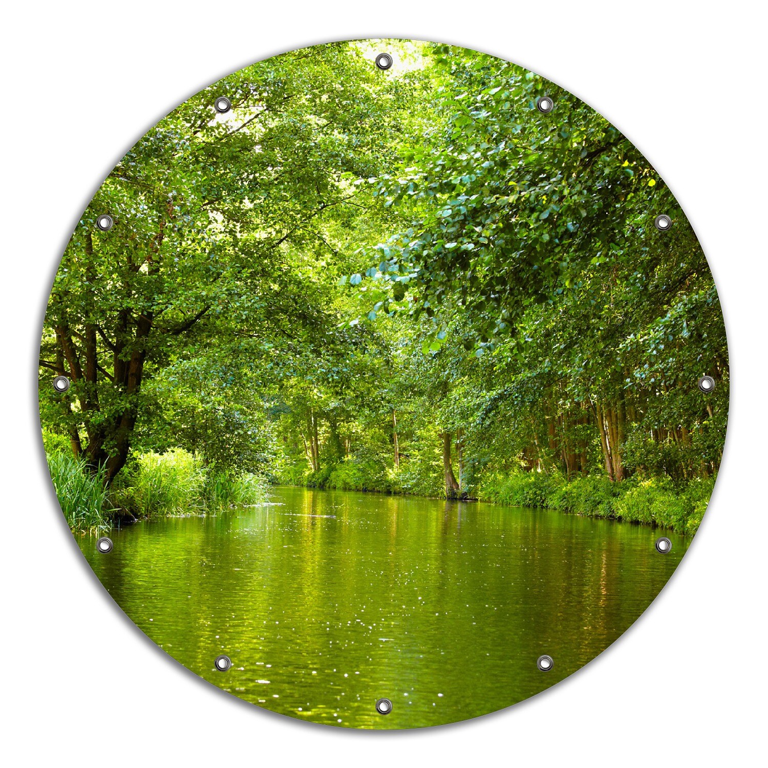 Gartenposter ca. 120 x 180 cm Spreewald in Brandenburg  grüne Wälder und Spiegelungen im Wasser