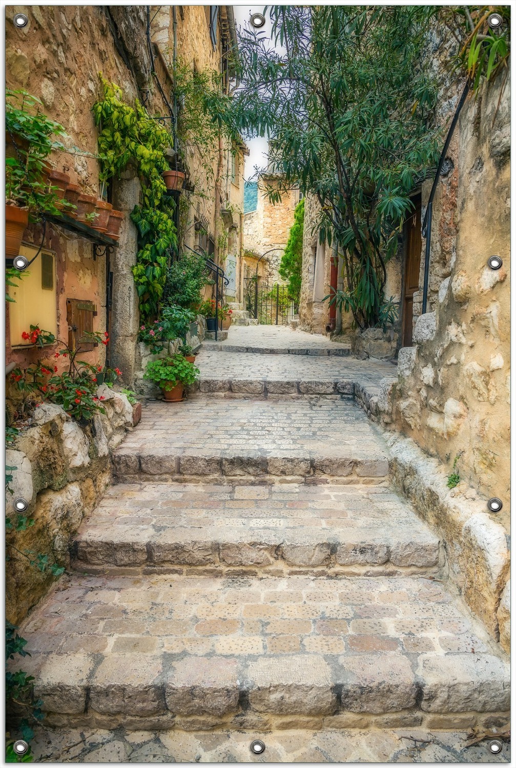 Wallario Gartenposter ca. 60 x 90 cm Alte steinerne Gasse in S&uuml;dfrankreich - Bild 1
