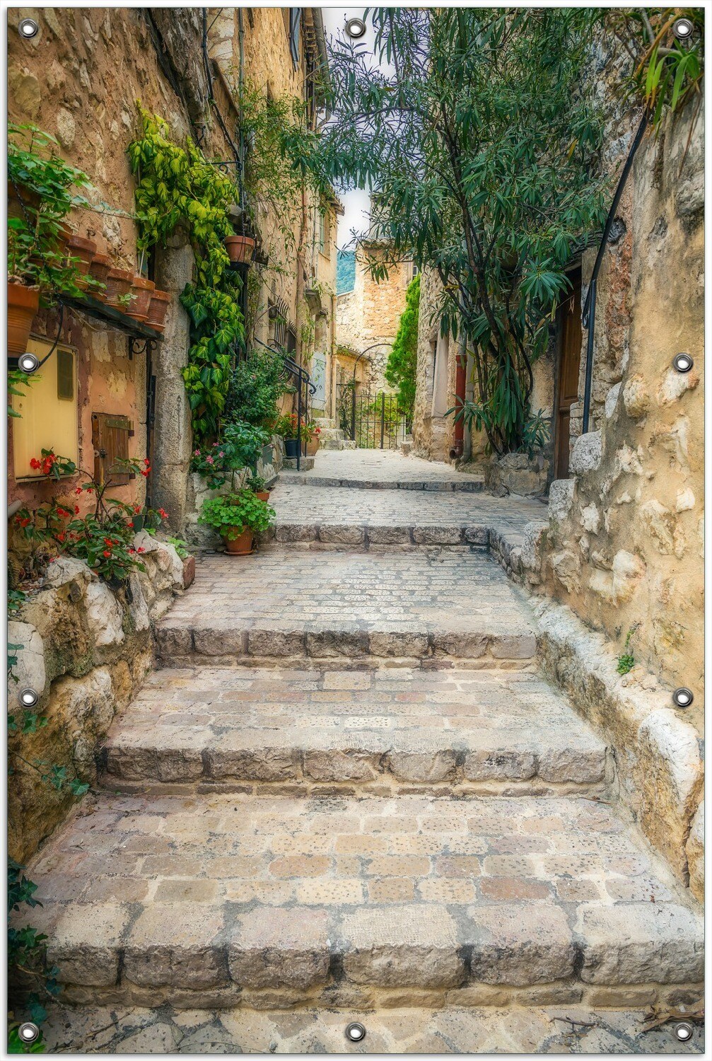 Gartenposter ca. 80 x 120 cm Alte steinerne Gasse in Südfrankreich