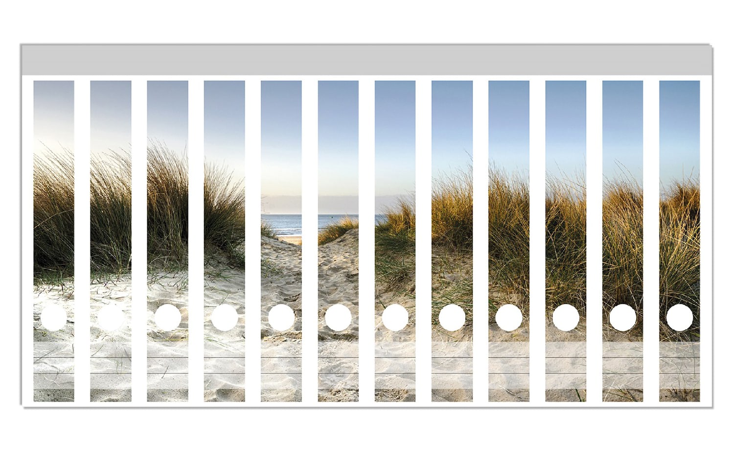 Wallario Ordnerr&uuml;cken Sticker 12 St&uuml;ck Weg durch die D&uuml;nen zum Strand am Meer - Bild 1