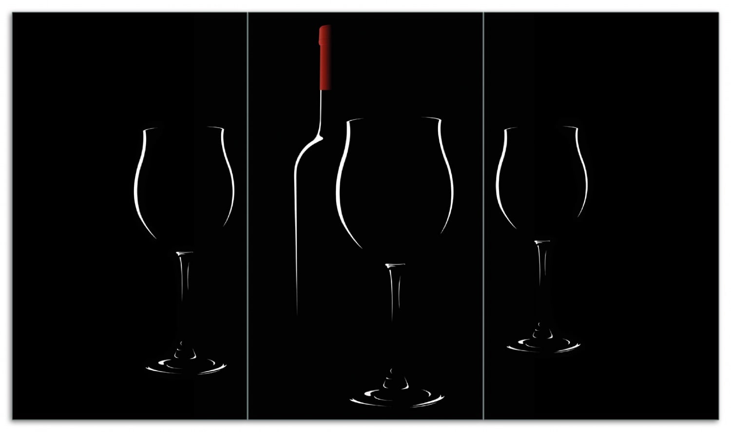 Wallario Herdabdeckplatte 60 x 52 cm (BxH), 1-teilig Rotwein bei Nacht - Bild 1