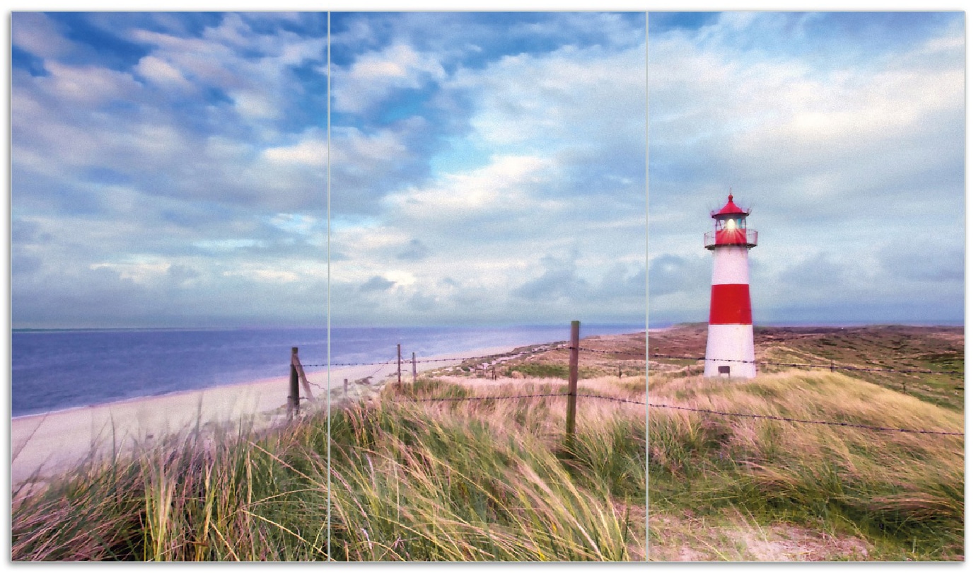 Wallario Herdabdeckplatte 90 x 52 cm (BxH), 1-teilig Leuchtturm am Strand von Sylt - Bild 1