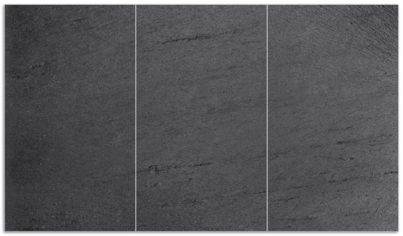 Wallario Herdabdeckplatte 90 x 52 cm (BxH), 1-teilig Schwarze Schiefertafel Optik - Steintafel - Bild 1