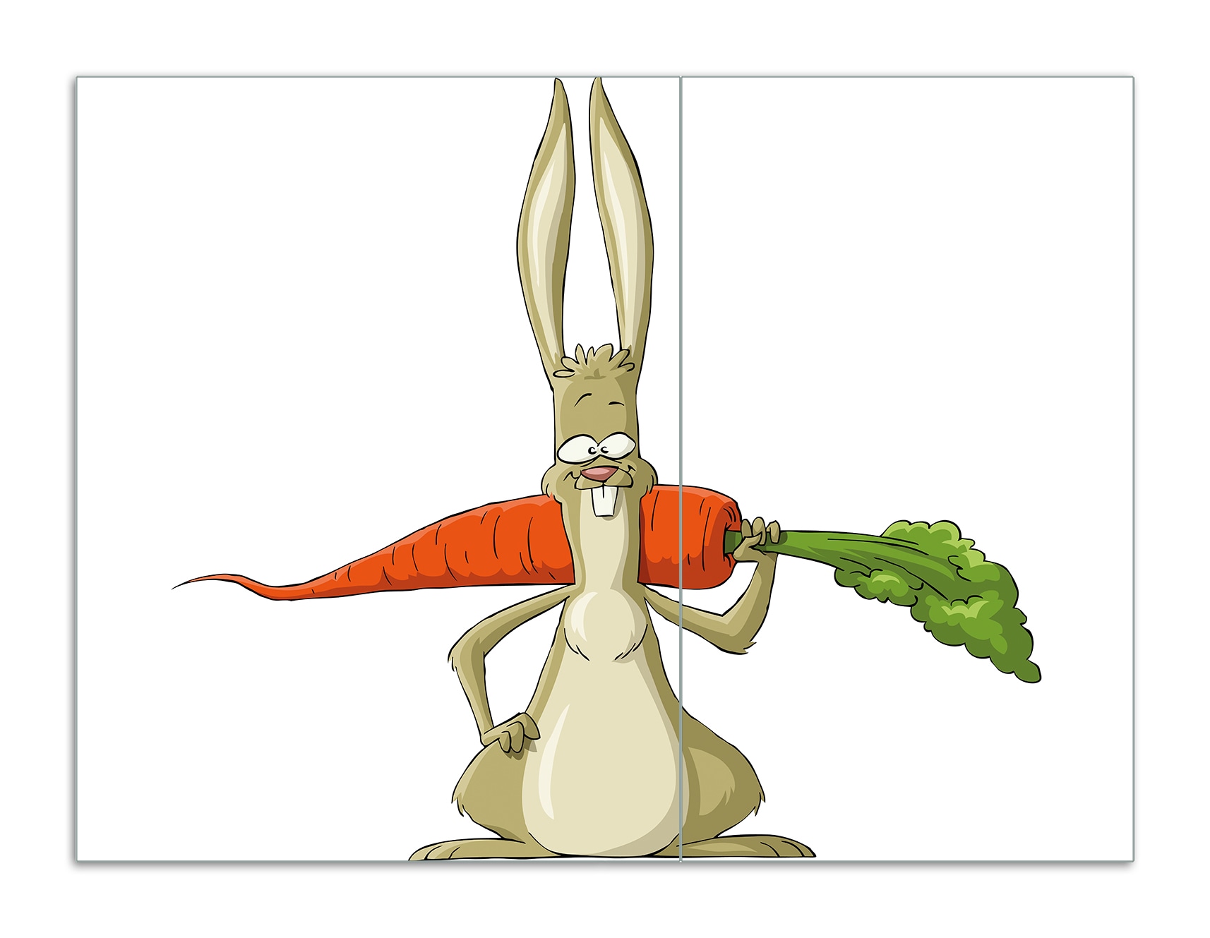 Wallario Herdabdeckplatte 60 x 52 cm (BxH), 1-teilig Lustiger Hase mit M&ouml;hre im Comic Stil - Bild 1