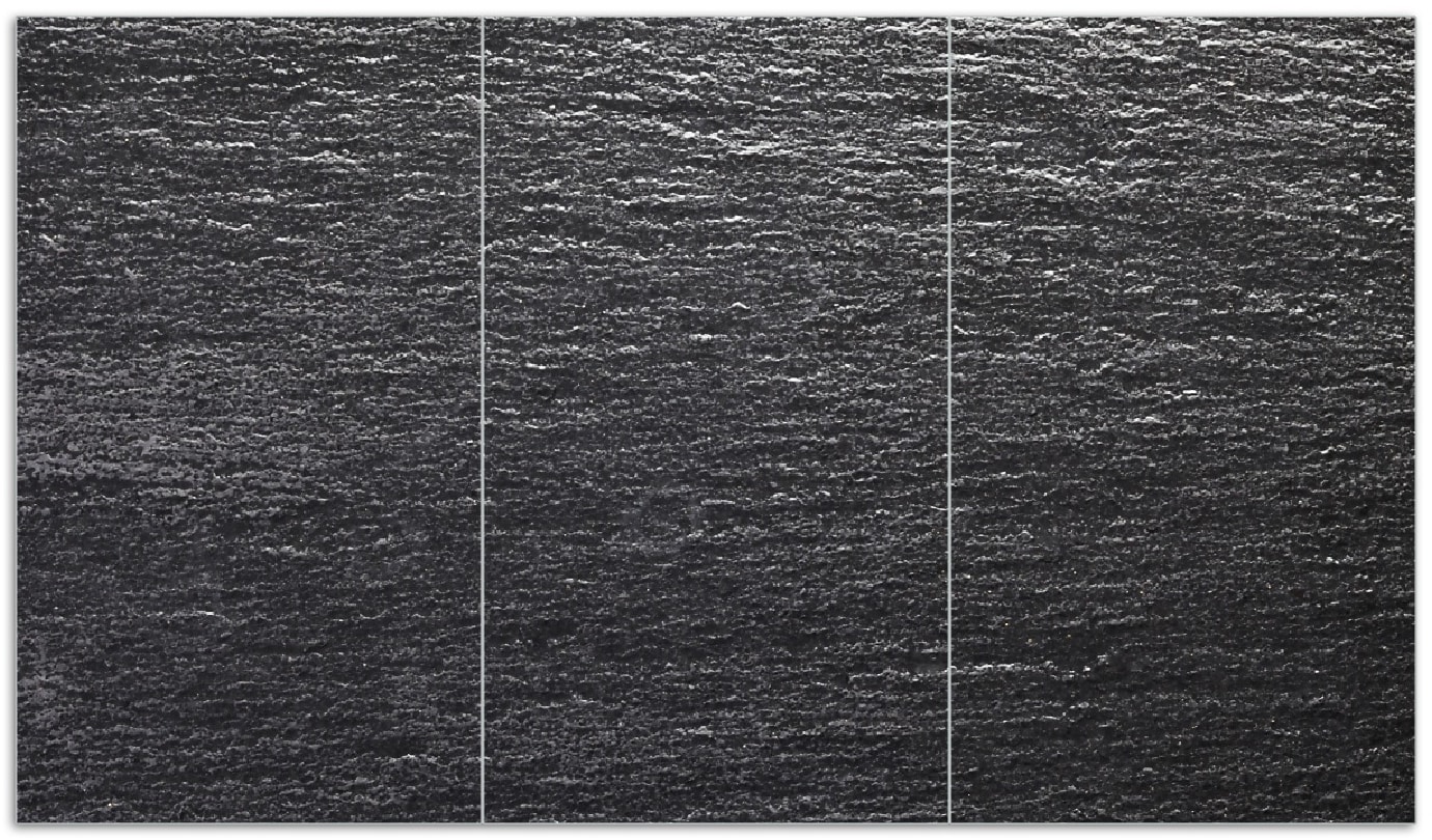 Wallario Herdabdeckplatte 80 x 52 cm (BxH), 2-teilig Muster schwarz-wei&szlig;e Steintafel Optik - Bild 1