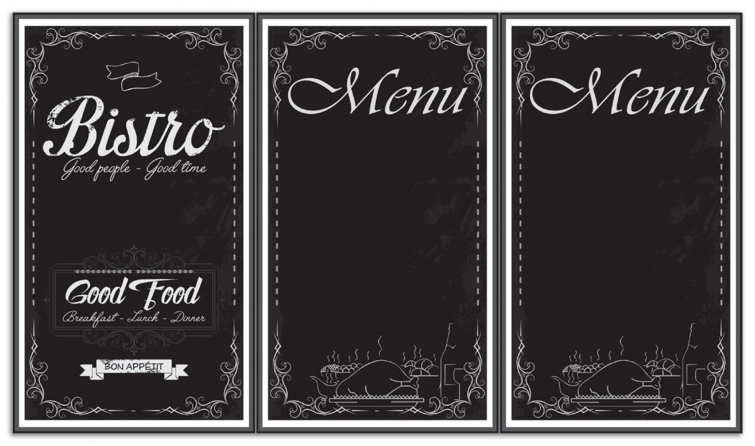 Wallario Herdabdeckplatte 60 x 52 cm (BxH), 1-teilig Bistro-Design in schwarz-wei&szlig; - Bild 1