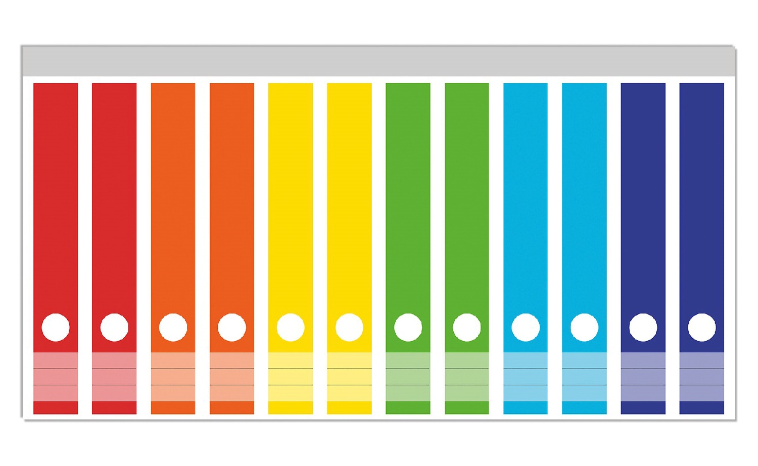 Wallario Ordnerr&uuml;cken Sticker 12 St&uuml;ck Kr&auml;ftiger bunter Regenbogen - Bild 1