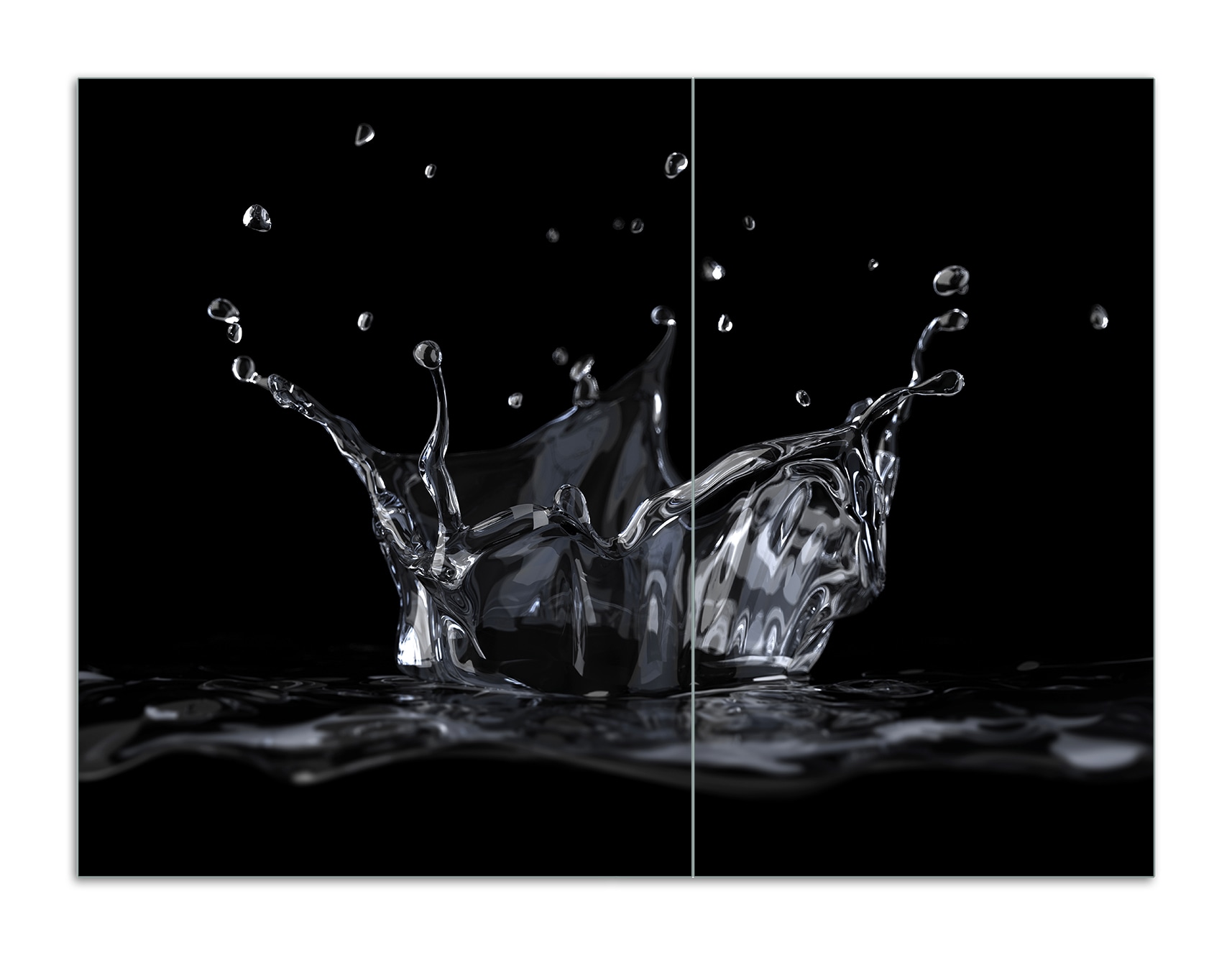 Wallario Herdabdeckplatte 80 x 52 cm (BxH), 2-teilig Aufspritzendes Wasser - Bild 1