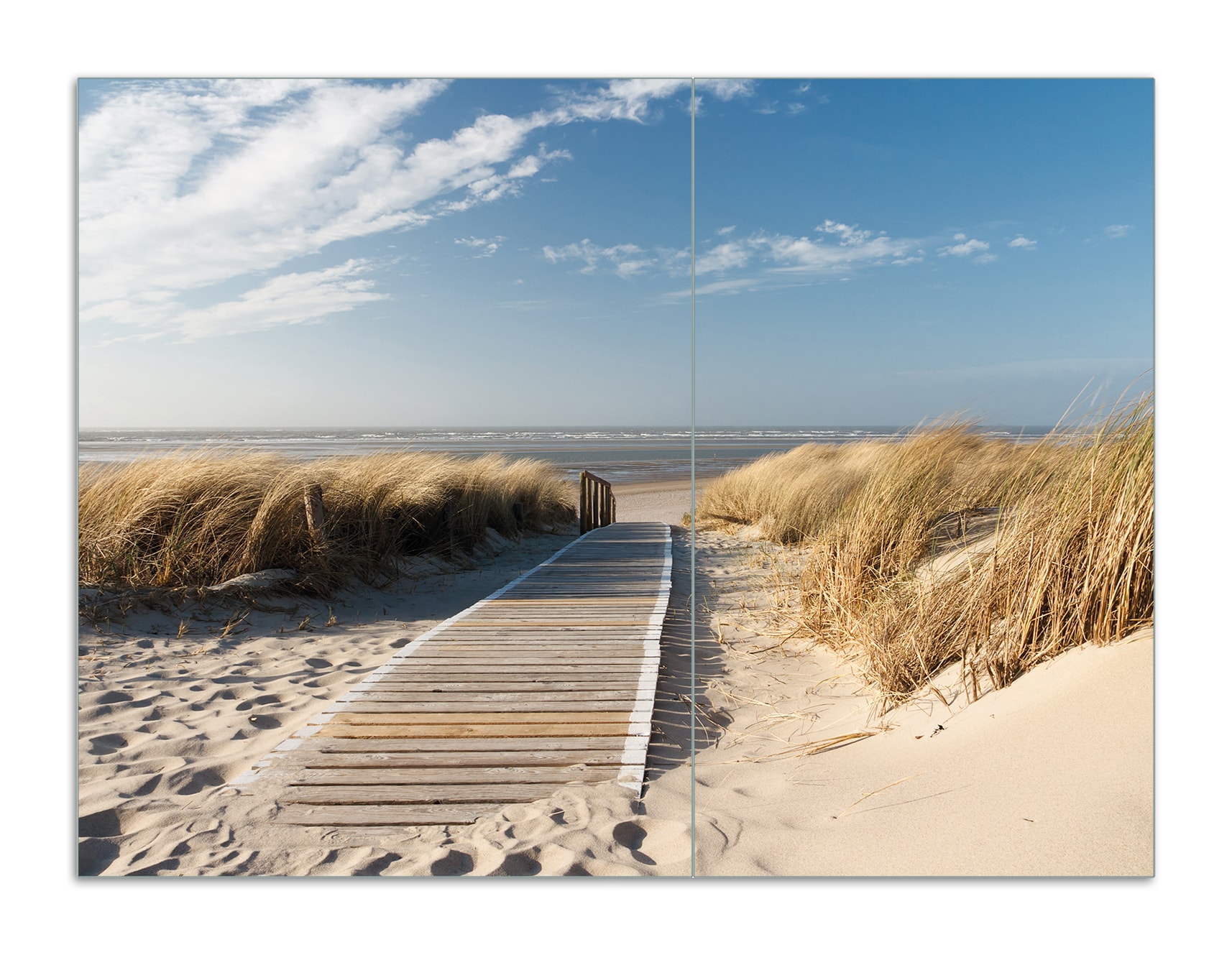 Wallario Herdabdeckplatte 90 x 52 cm (BxH), 1-teilig Auf dem Holzweg zum Strand - Bild 1