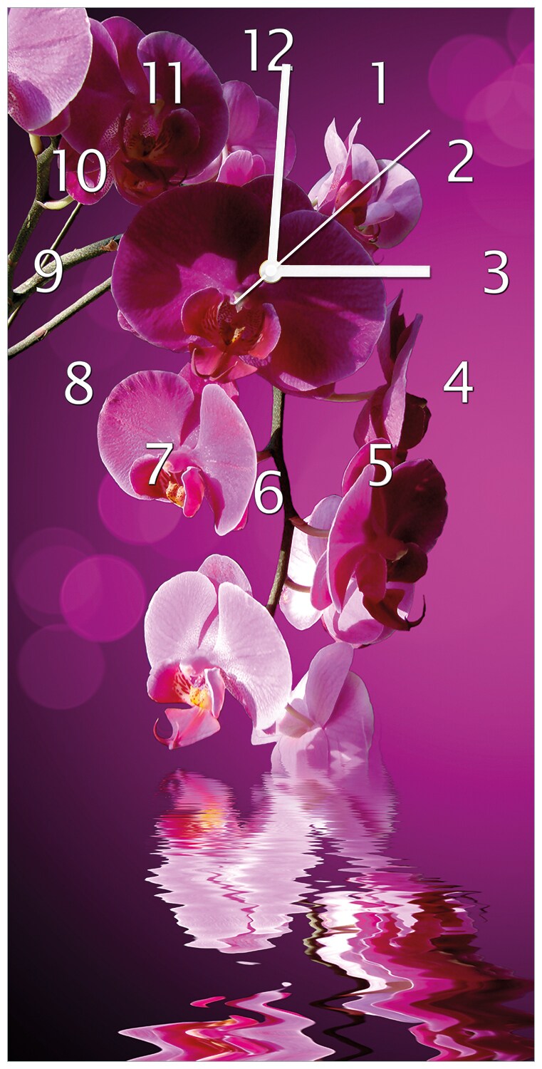 Wallario Uhr 30 x 30 cm, wei&szlig;e Zeiger Rosafarbene Orchidee  Bl&uuml;ten in pink - Bild 1