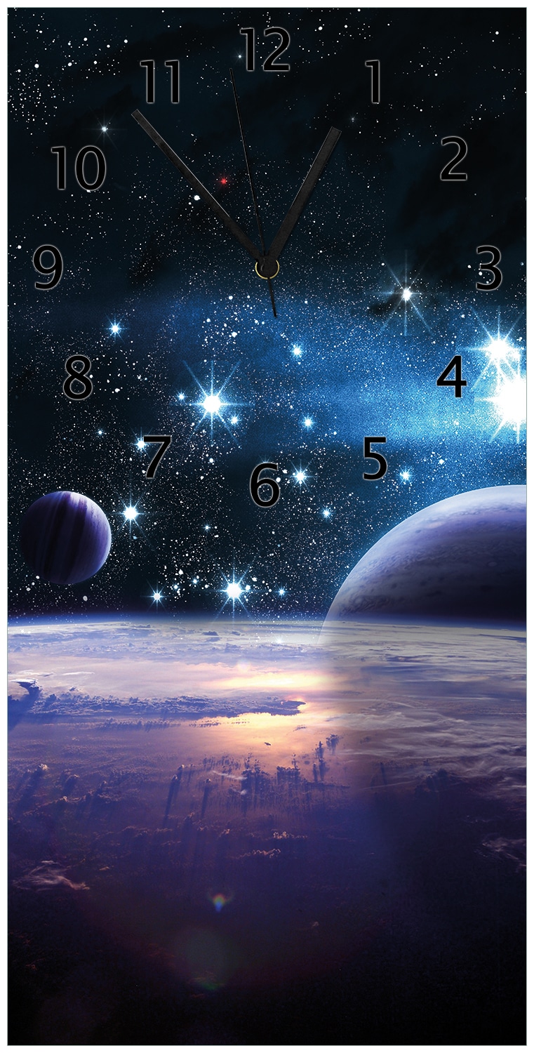 Wallario Uhr 30 x 30 cm, wei&szlig;e Zeiger Planeten im Weltall - Bild 1