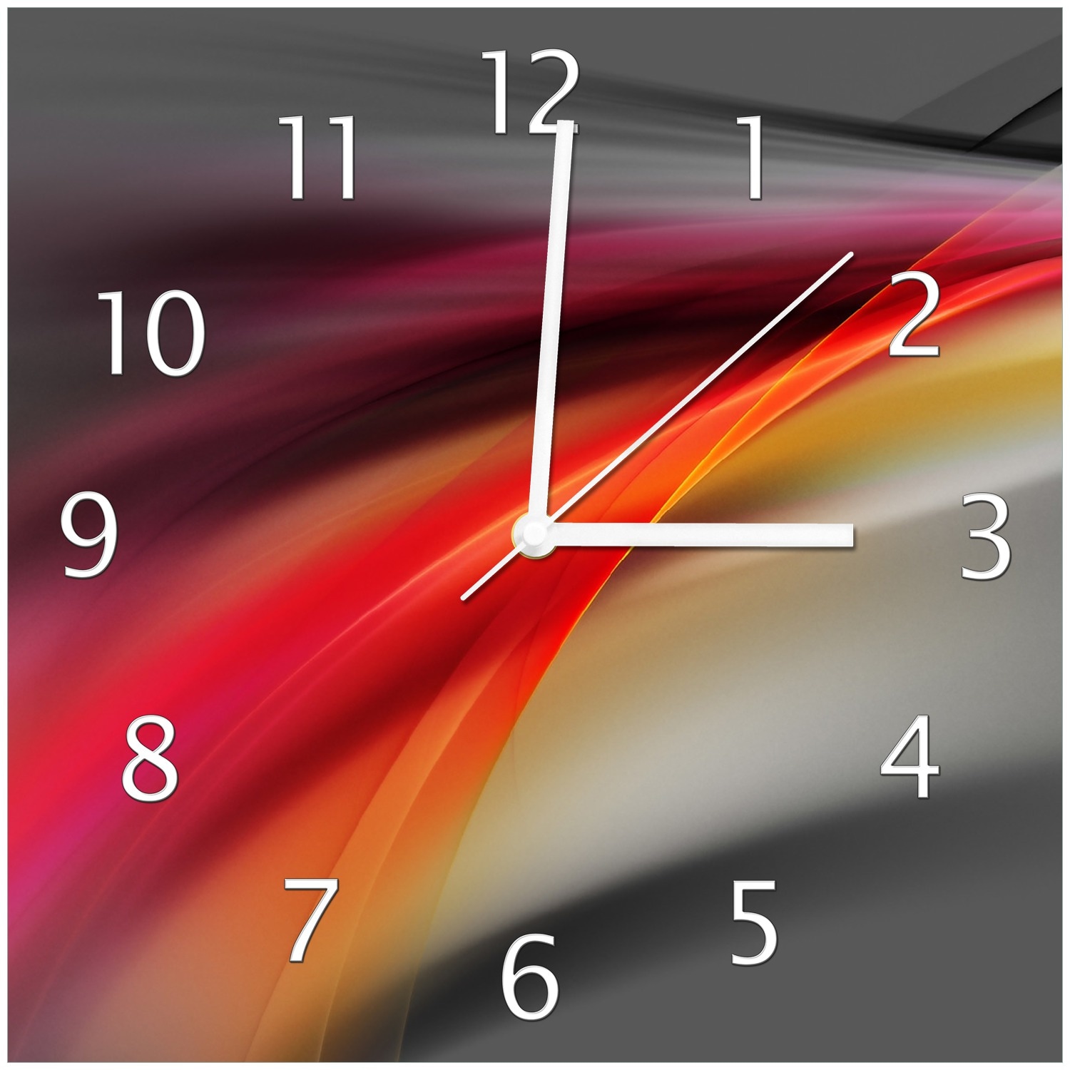 Wallario Uhr 30 x 30 cm, wei&szlig;e Zeiger Schwarz rot pink - Abstraktes Design - Bild 1