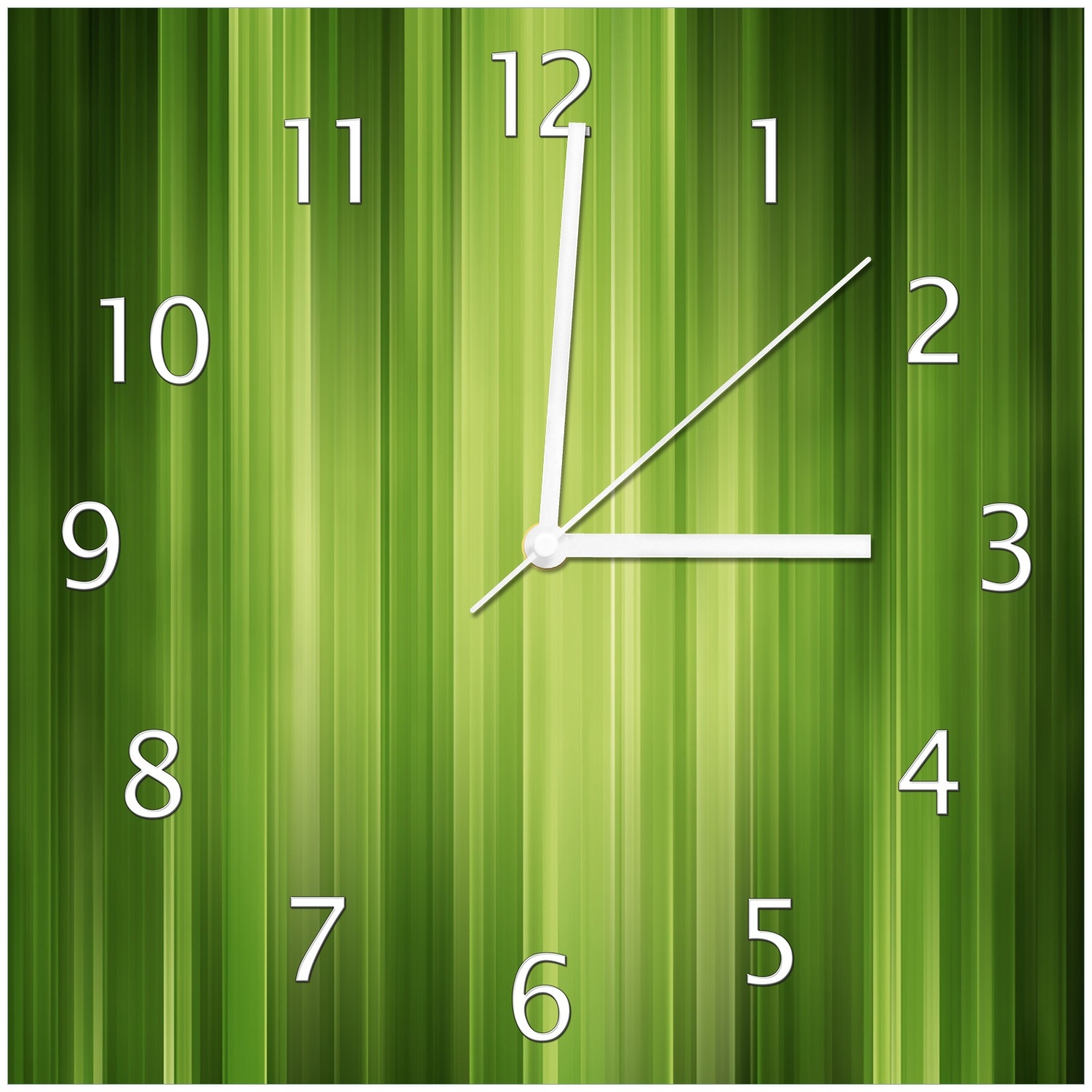 Wallario Uhr 30 x 30 cm, wei&szlig;e Zeiger Gr&uuml;n und schwarz gestreift - Abstraktes Streifenmuster - Bild 1