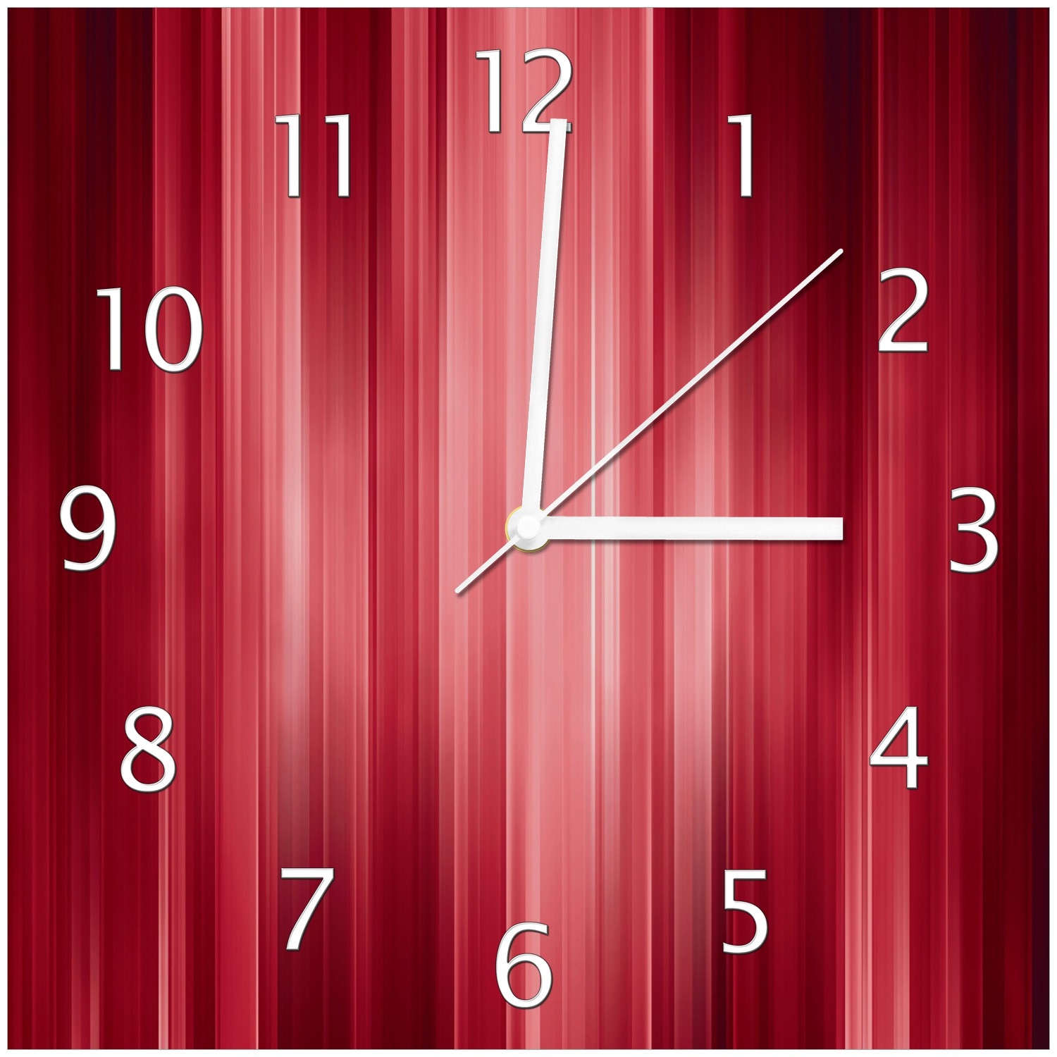 Wallario Uhr 30 x 30 cm, wei&szlig;e Zeiger Rot und schwarz gestreift - Abstraktes Streifenmuster - Bild 1