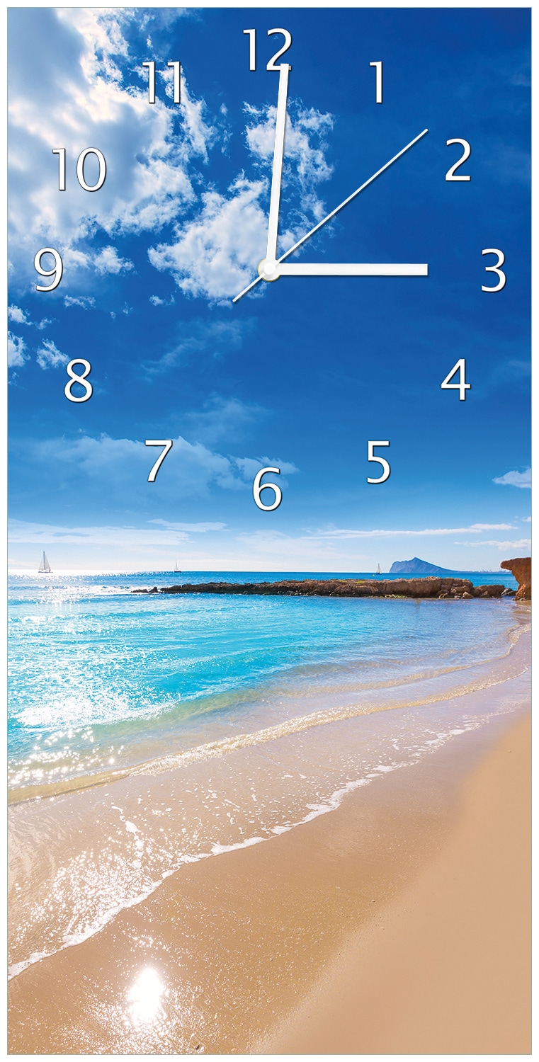 Wallario Uhr 30 x 30 cm, wei&szlig;e Zeiger Traumstrand unter blauem Himmel - Bild 1