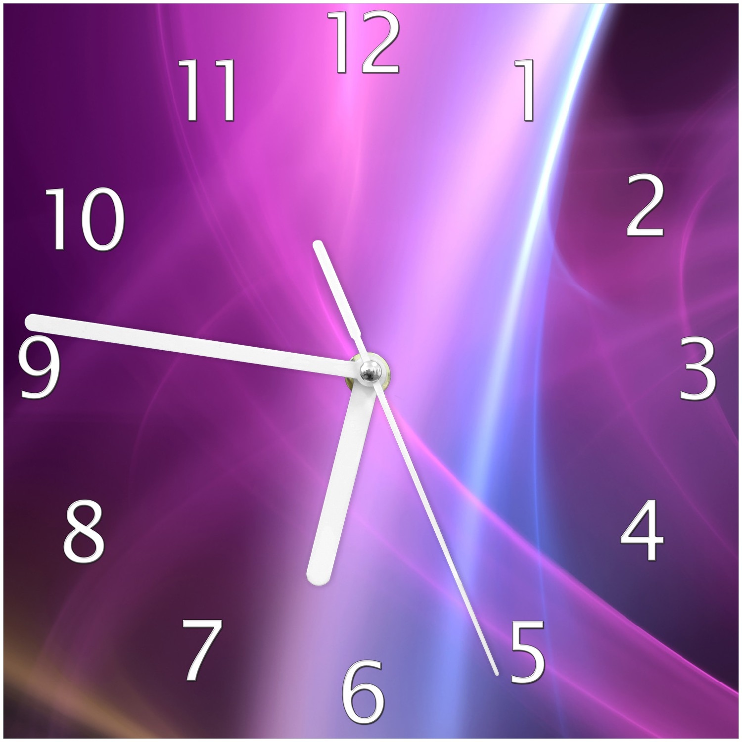 Wallario Uhr 30 x 30 cm, wei&szlig;e Zeiger Abstraktes Muster in violett lila pink schwarz - Bild 1