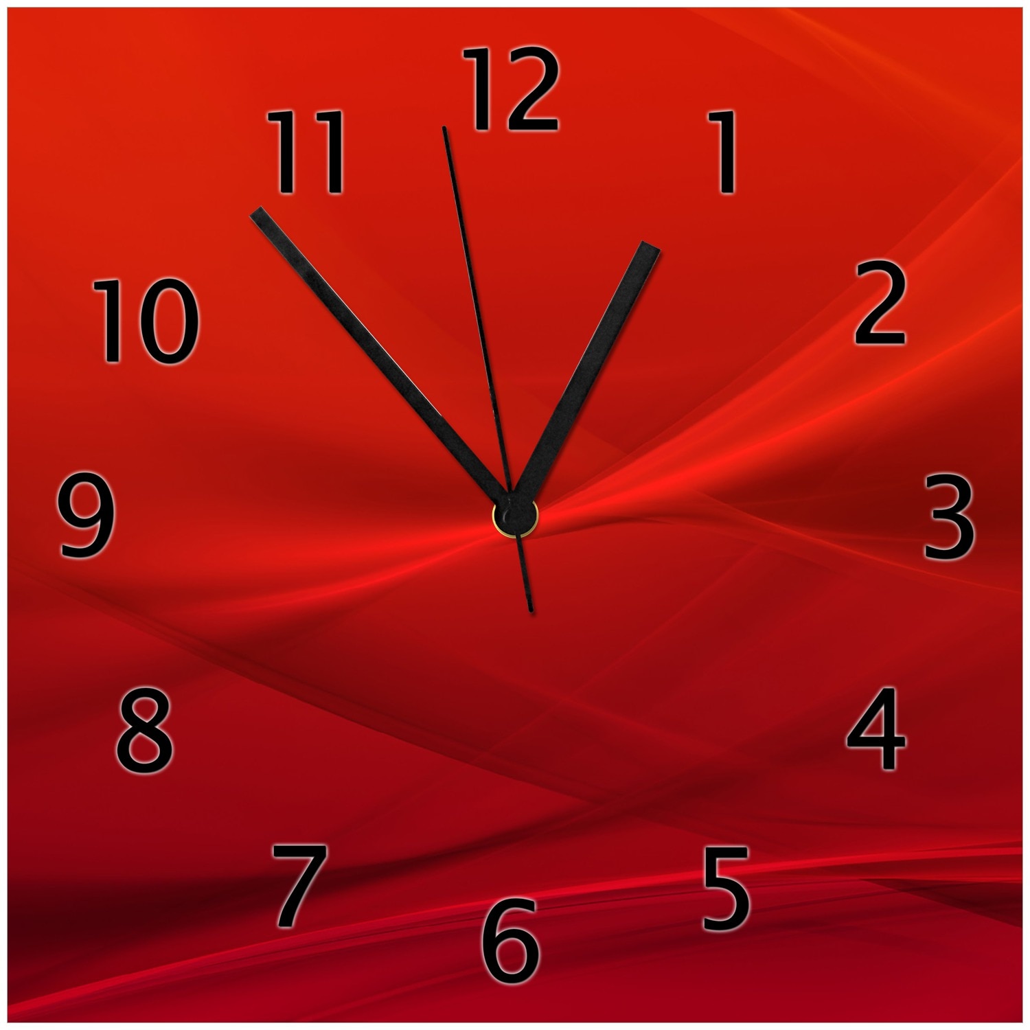Wallario Uhr 30 x 30 cm, schwarze Zeiger Abstrakte rotes Muster - roter Stoff - Bild 1