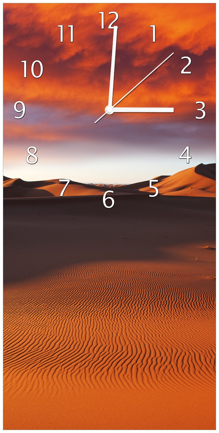 Wallario Uhr 20 x 20 cm, wei&szlig;e Zeiger Sahara W&uuml;ste II - Sandd&uuml;nen im Sonnenuntergang - Bild 1