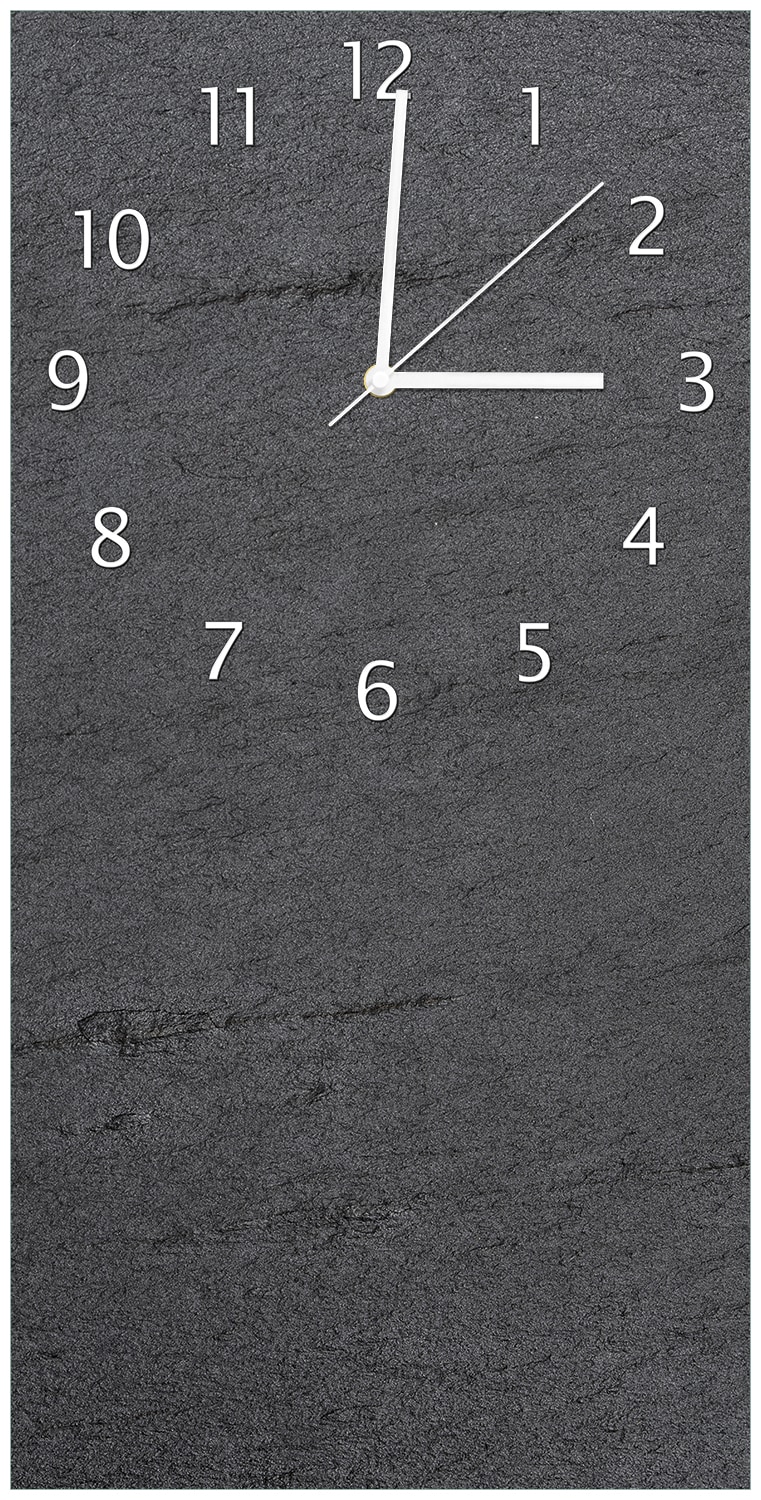 Wallario Uhr 20 x 20 cm, wei&szlig;e Zeiger Schwarze Schiefertafel Optik - Steintafel - Bild 1