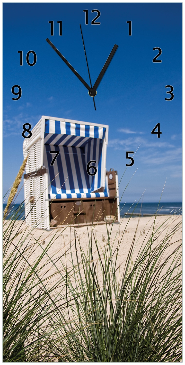 Wallario Uhr 30 x 60 cm, wei&szlig;e Zeiger Strandkorb - Bild 1