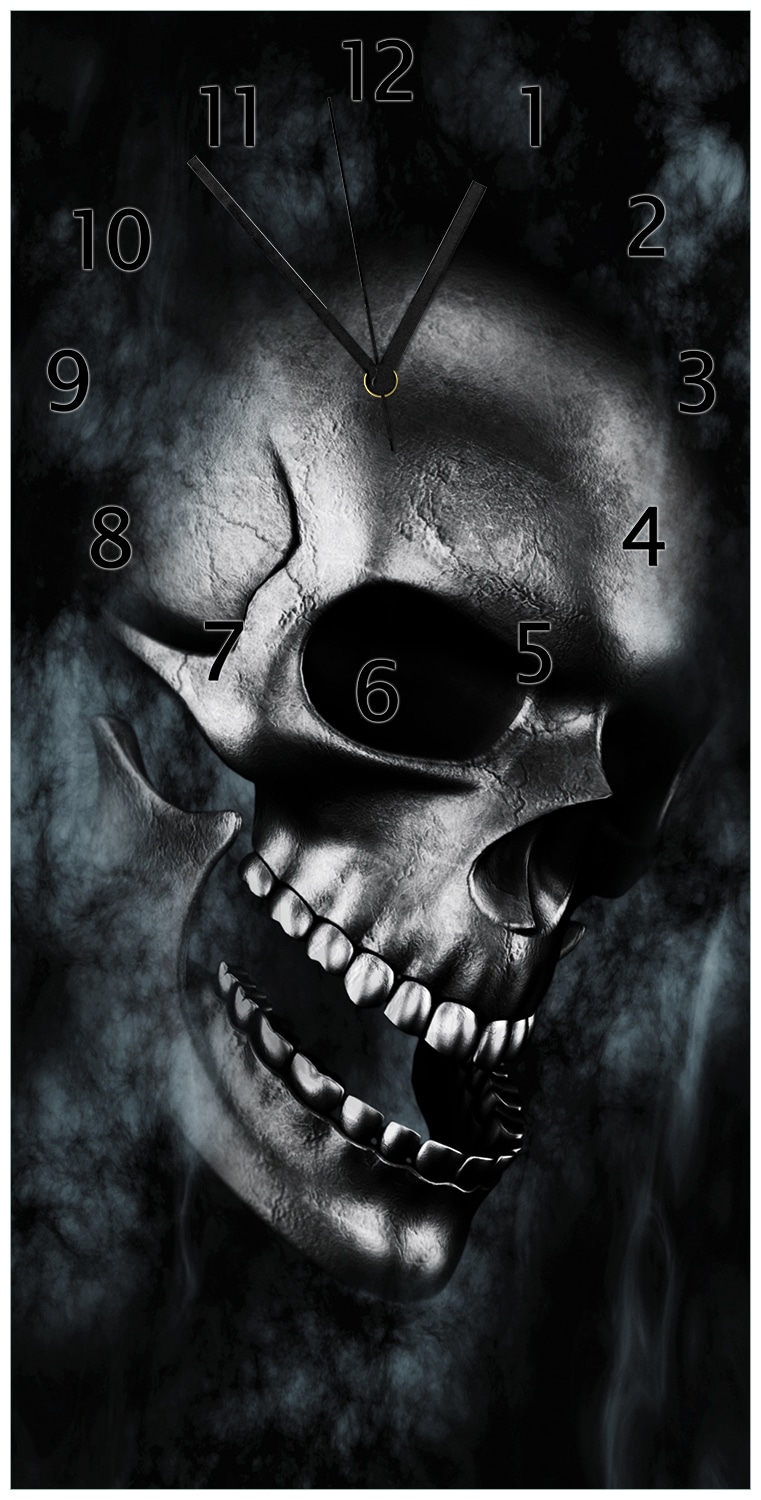 Wallario Uhr 30 x 60 cm, wei&szlig;e Zeiger Rauchende Sch&auml;del - Bild 1